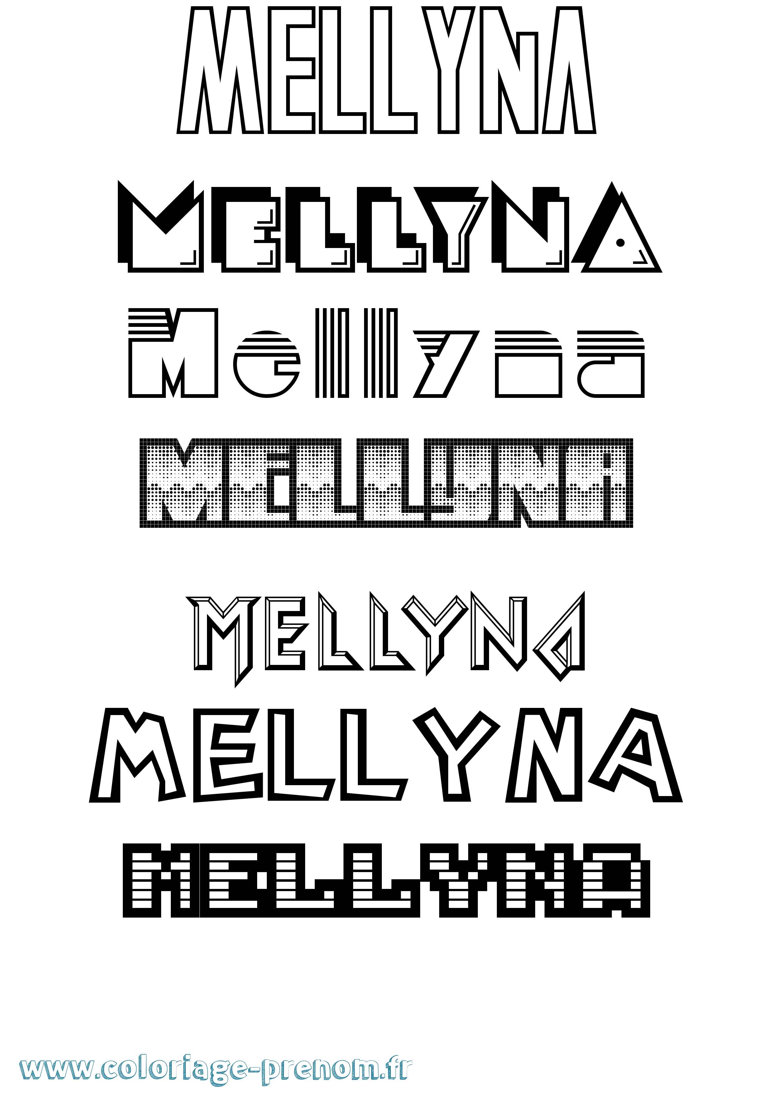 Coloriage Mellyna Jeux Vidéos Coloriage prénom Mellyna Jeux Vidéos