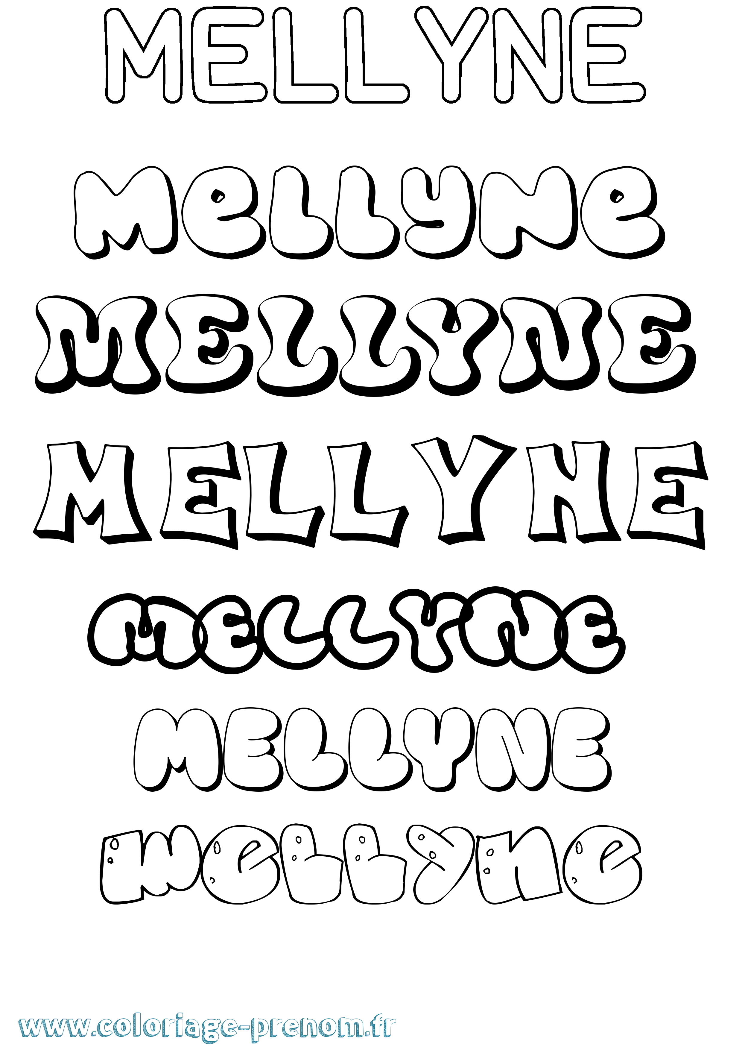 Coloriage Mellyne Bubble Coloriage prénom Mellyne Bubble