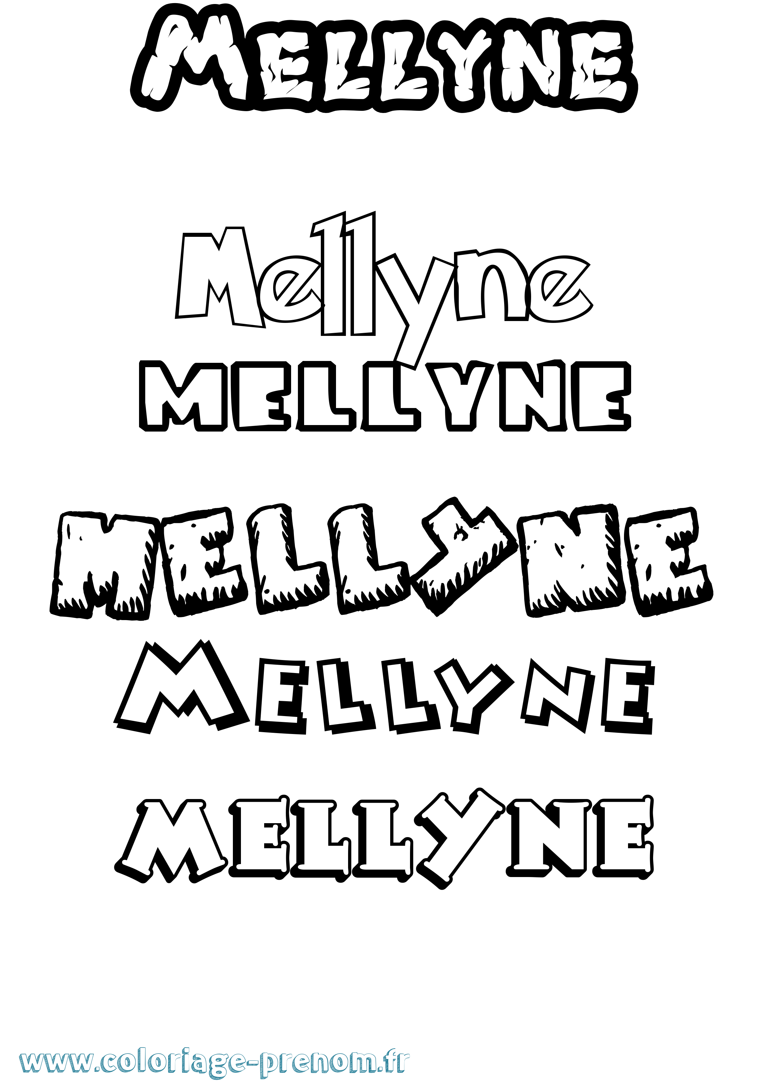 Coloriage Mellyne Dessin Animé Coloriage prénom Mellyne Dessin Animé
