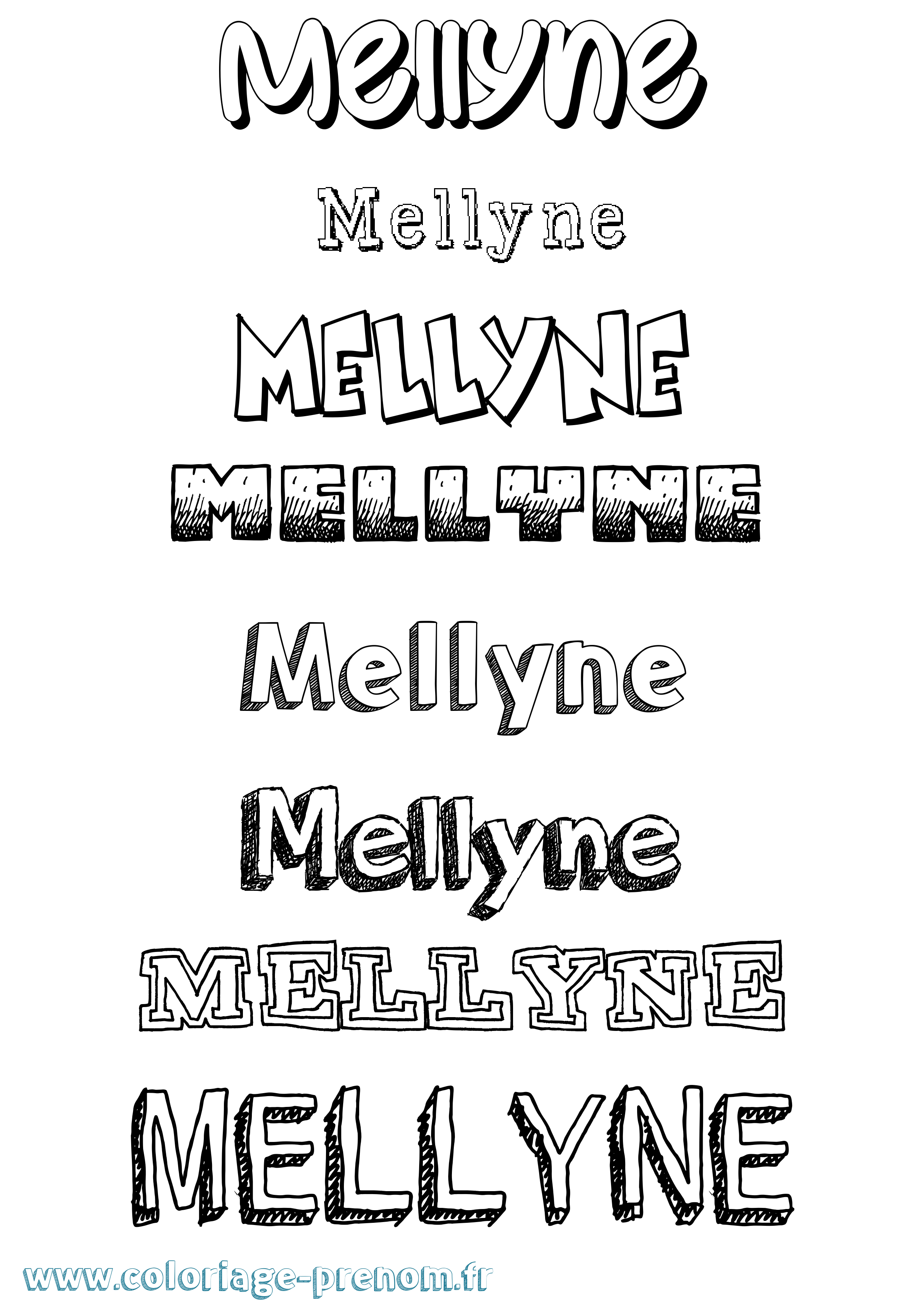 Coloriage Mellyne Dessiné Coloriage prénom Mellyne Dessiné