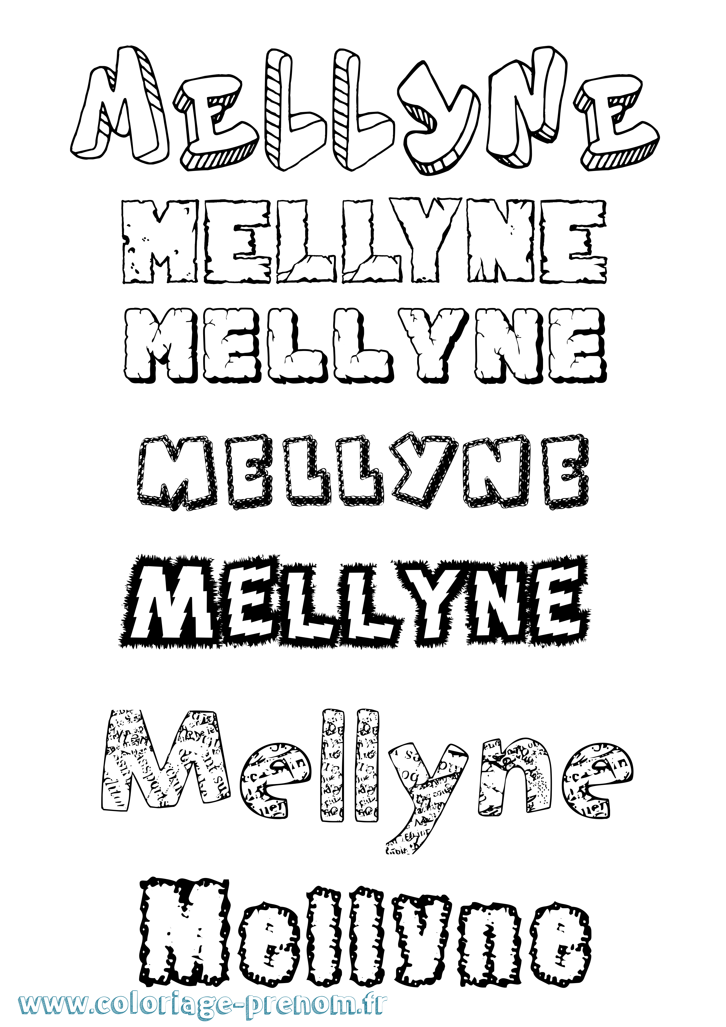 Coloriage Mellyne Destructuré Coloriage prénom Mellyne Destructuré