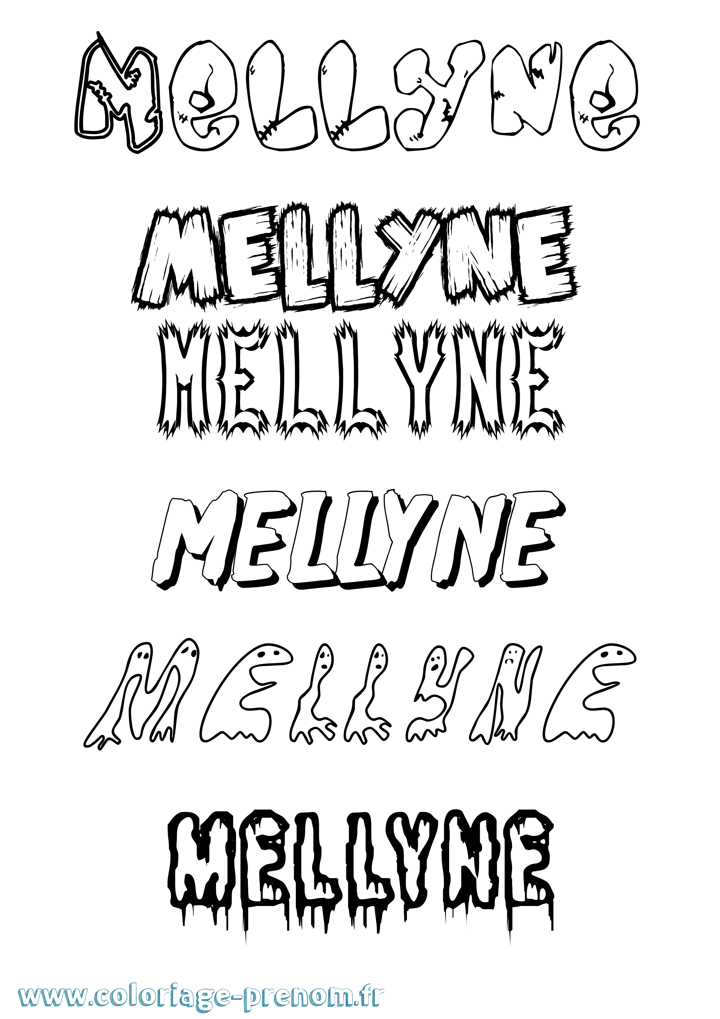 Coloriage Mellyne Frisson Coloriage prénom Mellyne Frisson
