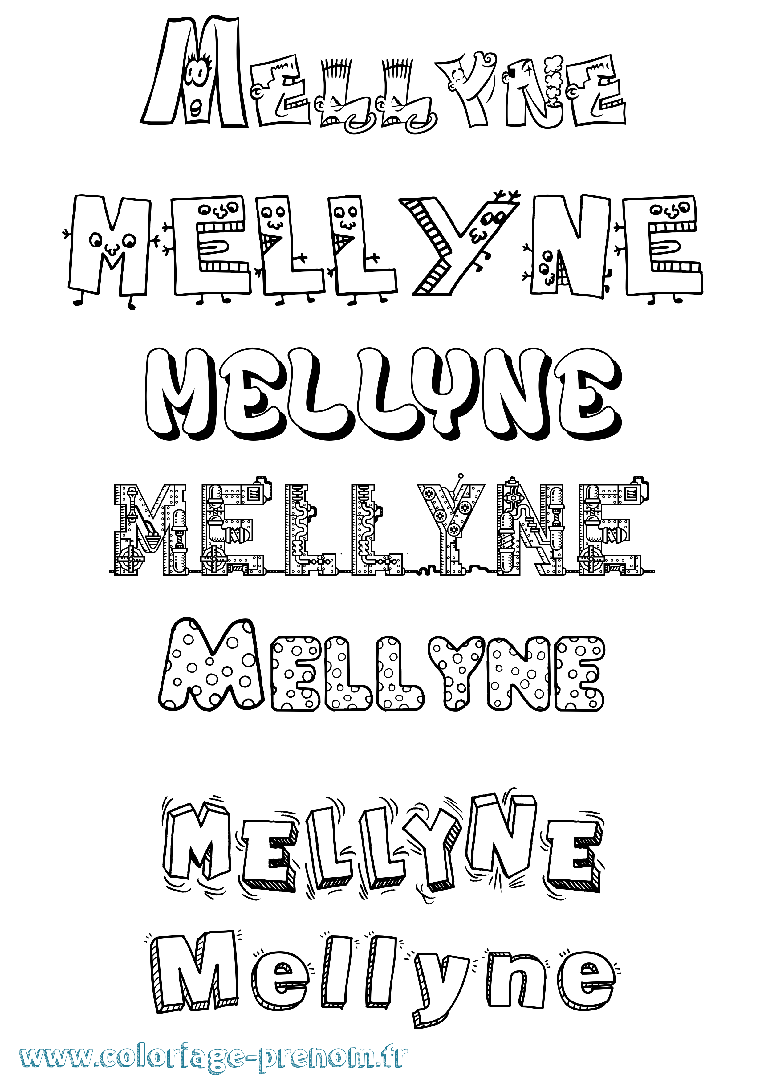 Coloriage Mellyne Fun Coloriage prénom Mellyne Fun