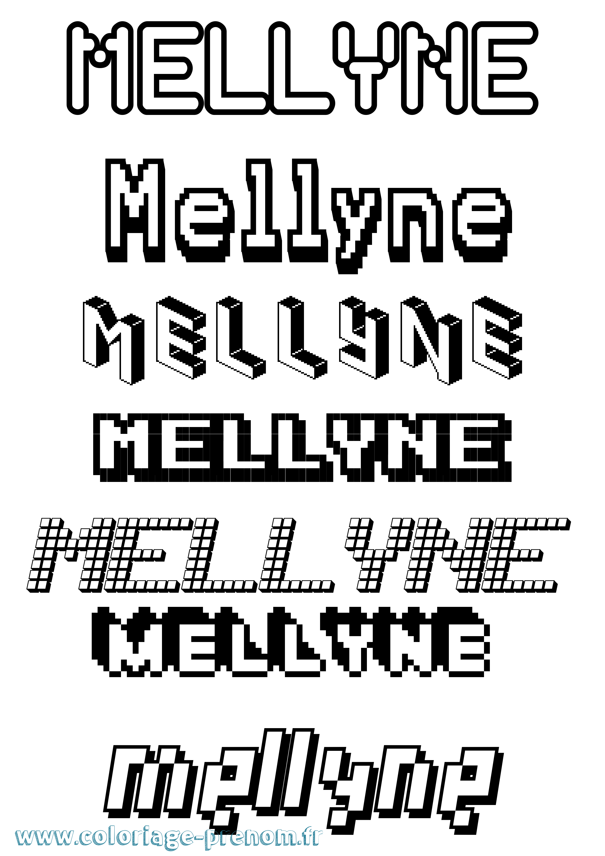 Coloriage Mellyne Pixel Coloriage prénom Mellyne Pixel