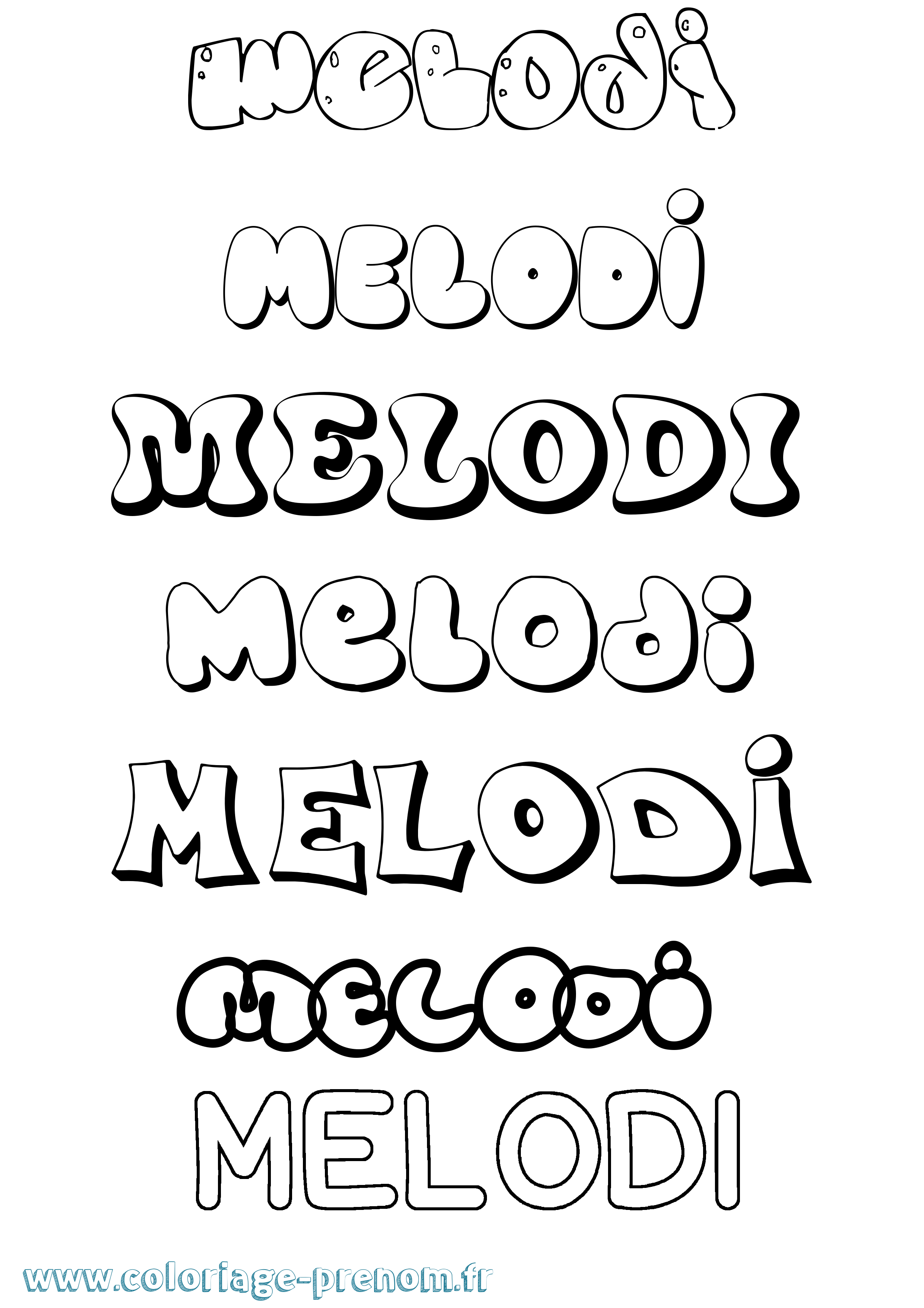 Coloriage Melodi Bubble Coloriage prénom Melodi Bubble