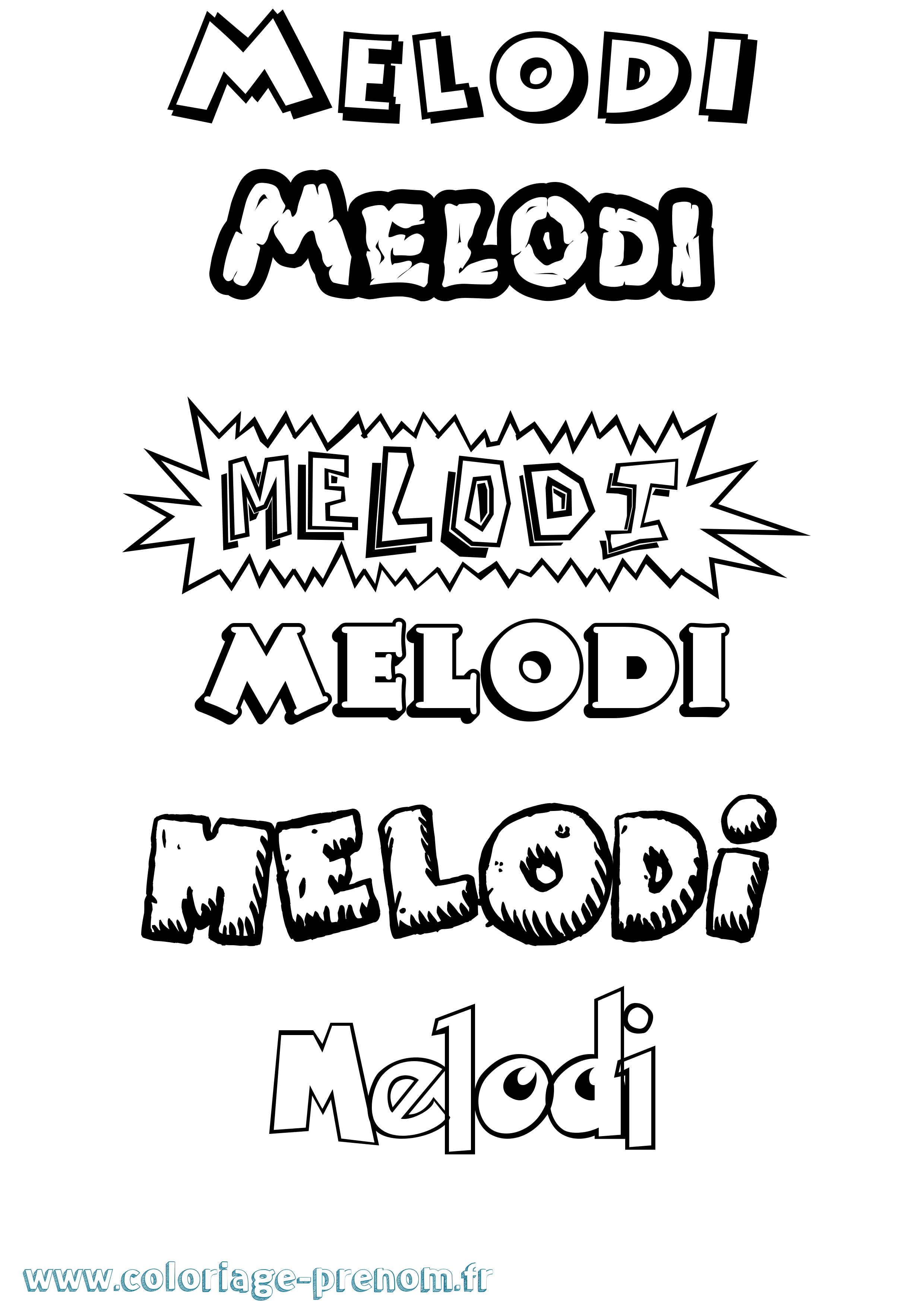 Coloriage Melodi Dessin Animé Coloriage prénom Melodi Dessin Animé