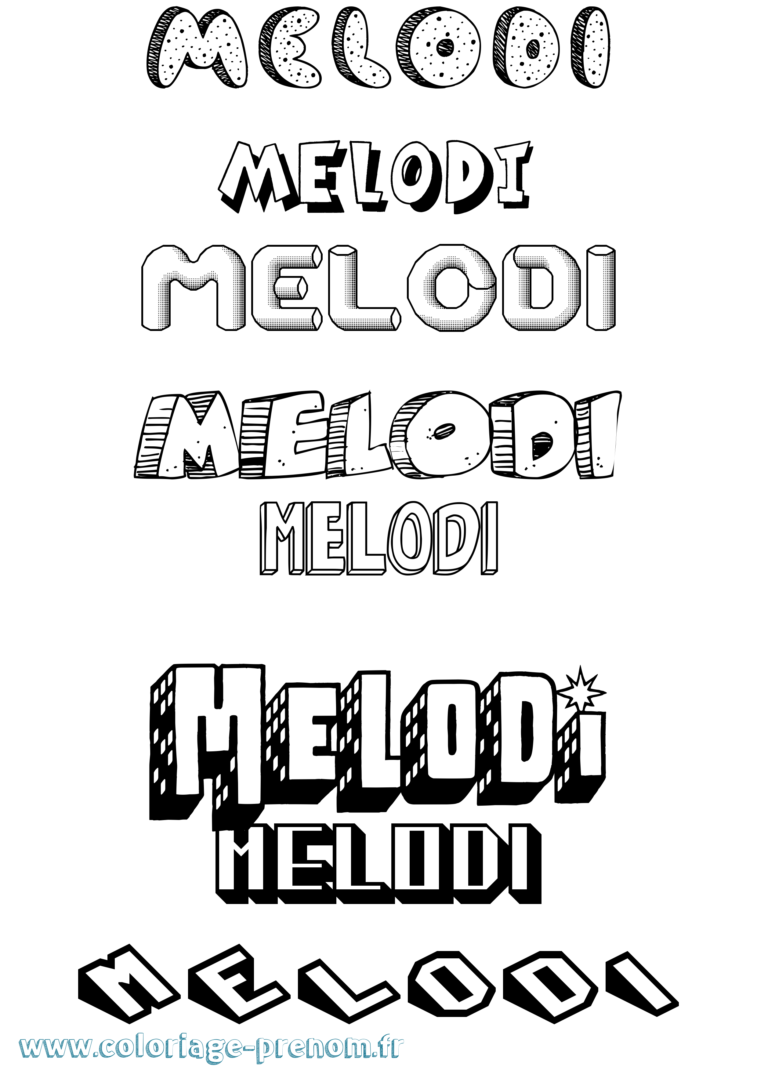 Coloriage Melodi Effet 3D Coloriage prénom Melodi Effet 3D