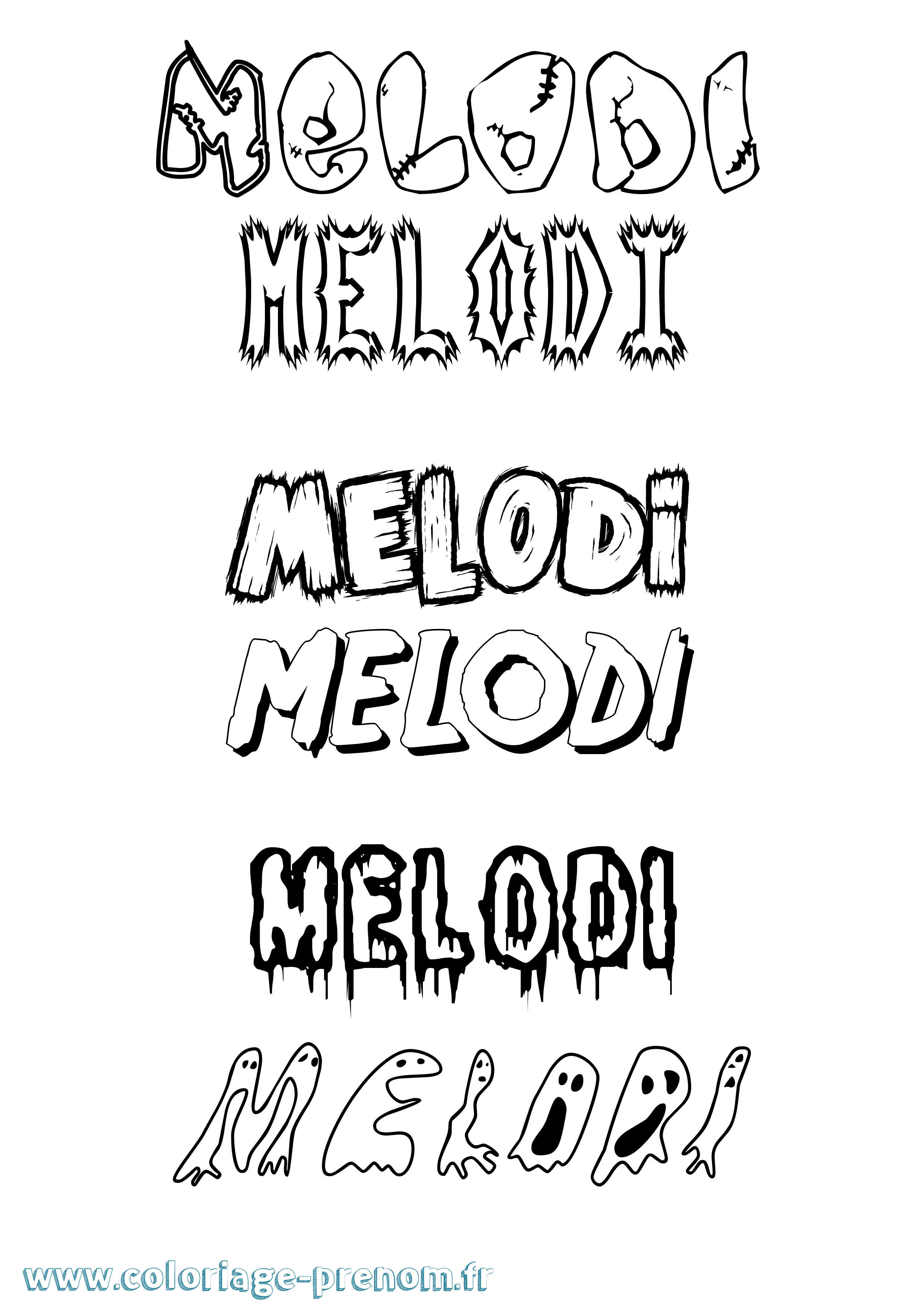 Coloriage Melodi Frisson Coloriage prénom Melodi Frisson