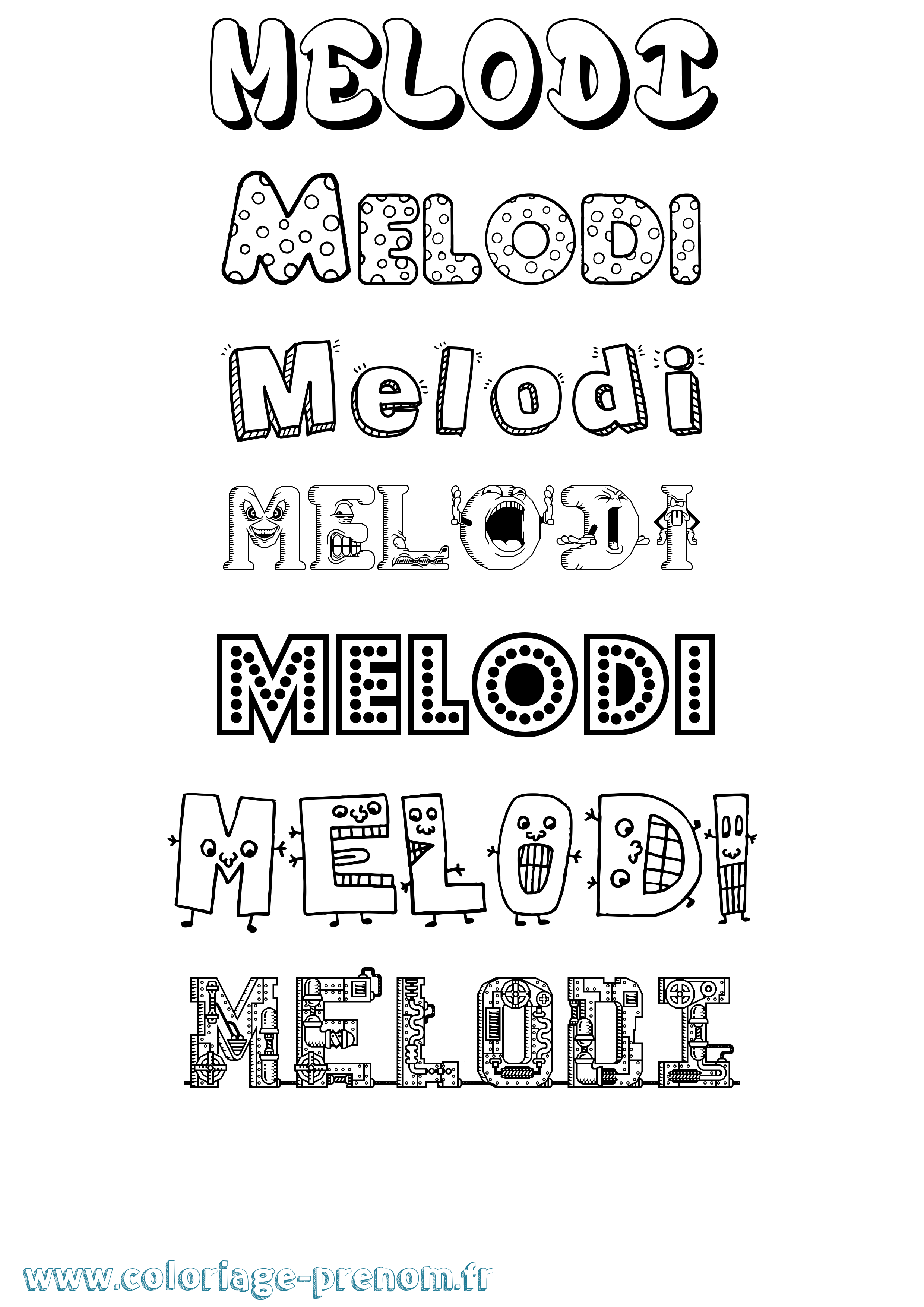 Coloriage Melodi Fun Coloriage prénom Melodi Fun