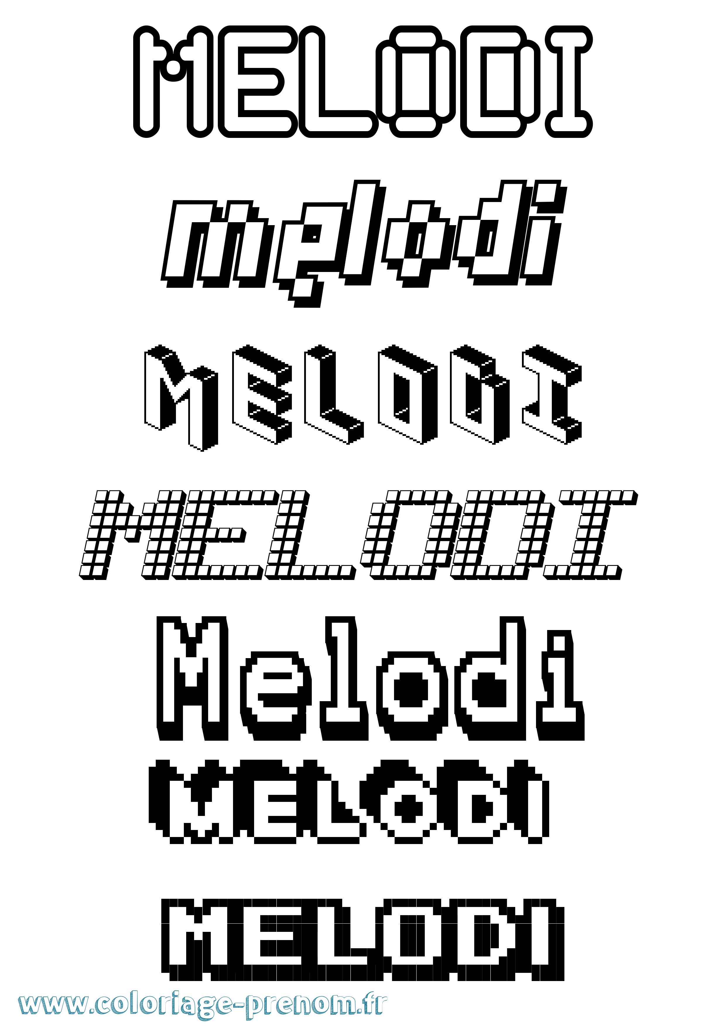 Coloriage Melodi Pixel Coloriage prénom Melodi Pixel