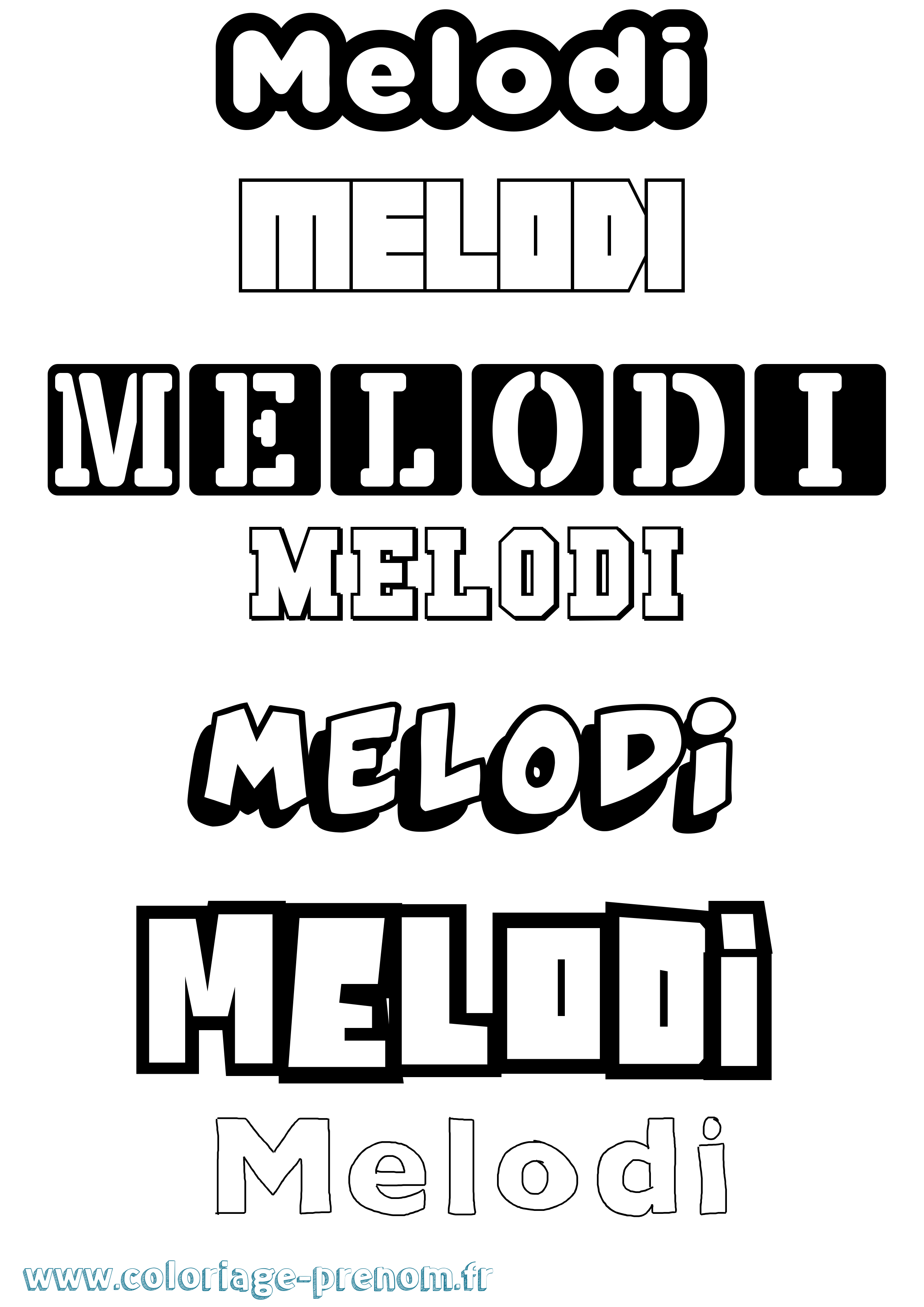 Coloriage Melodi Simple Coloriage prénom Melodi Simple