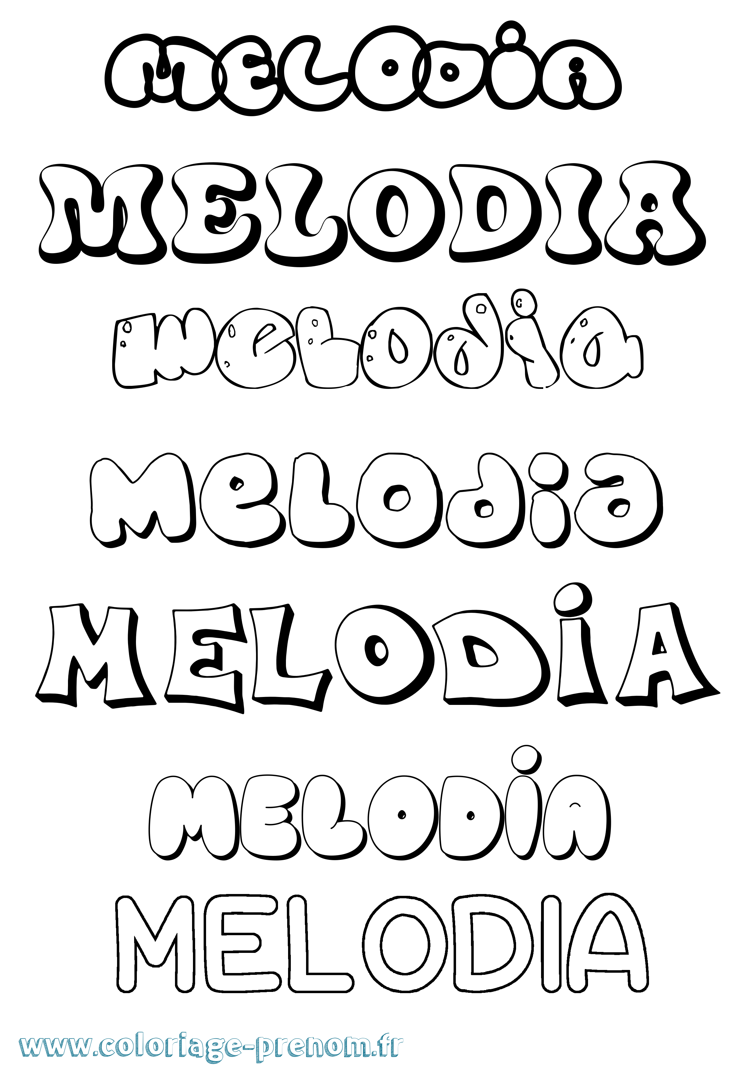 Coloriage Melodia Bubble Coloriage prénom Melodia Bubble
