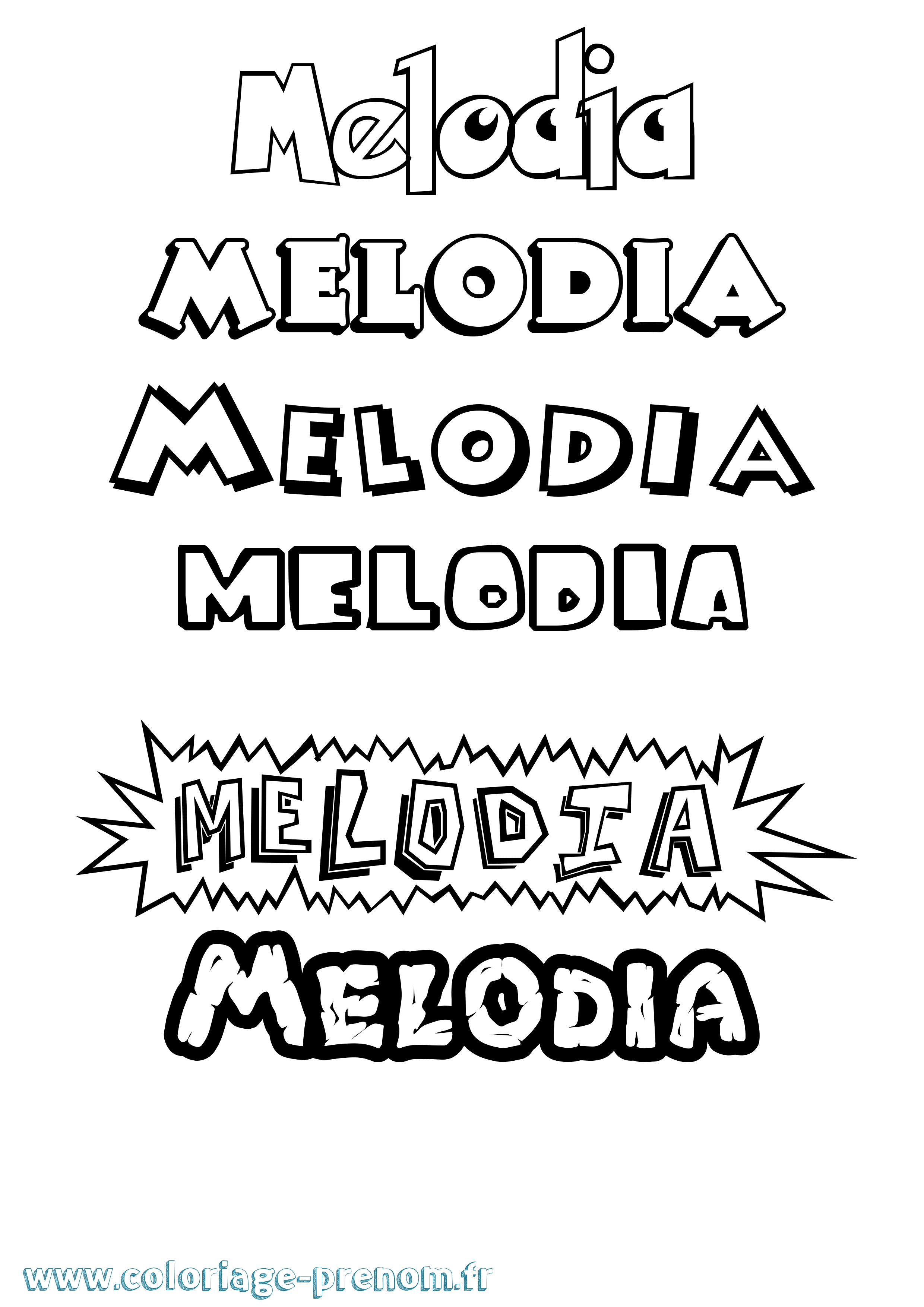 Coloriage Melodia Dessin Animé Coloriage prénom Melodia Dessin Animé