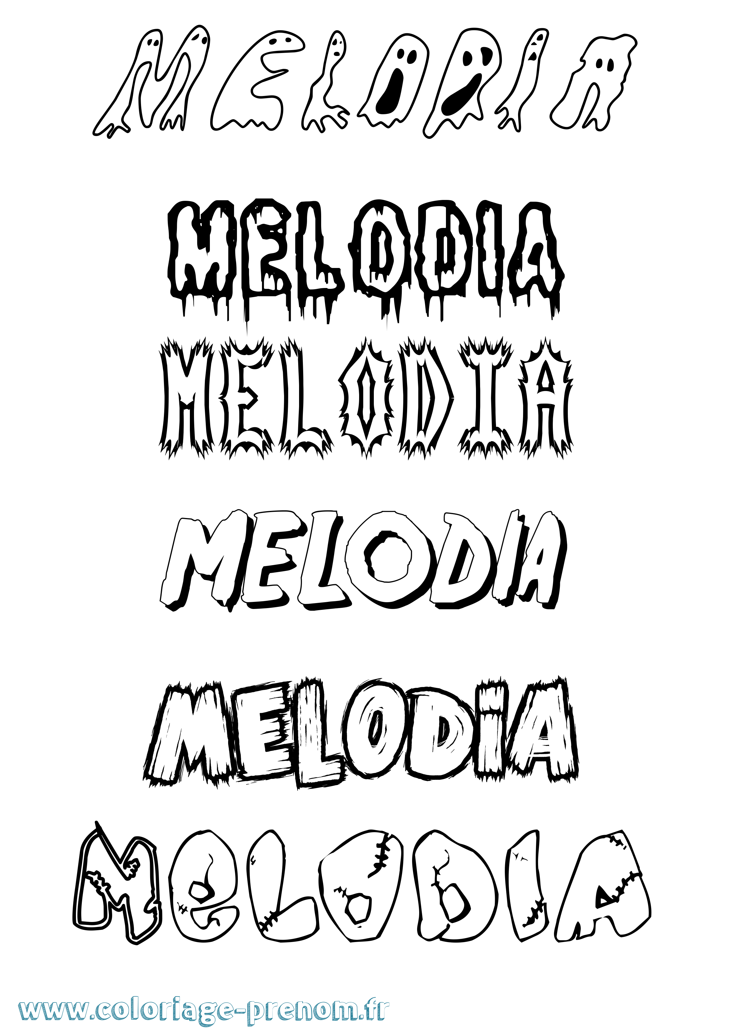 Coloriage Melodia Frisson Coloriage prénom Melodia Frisson