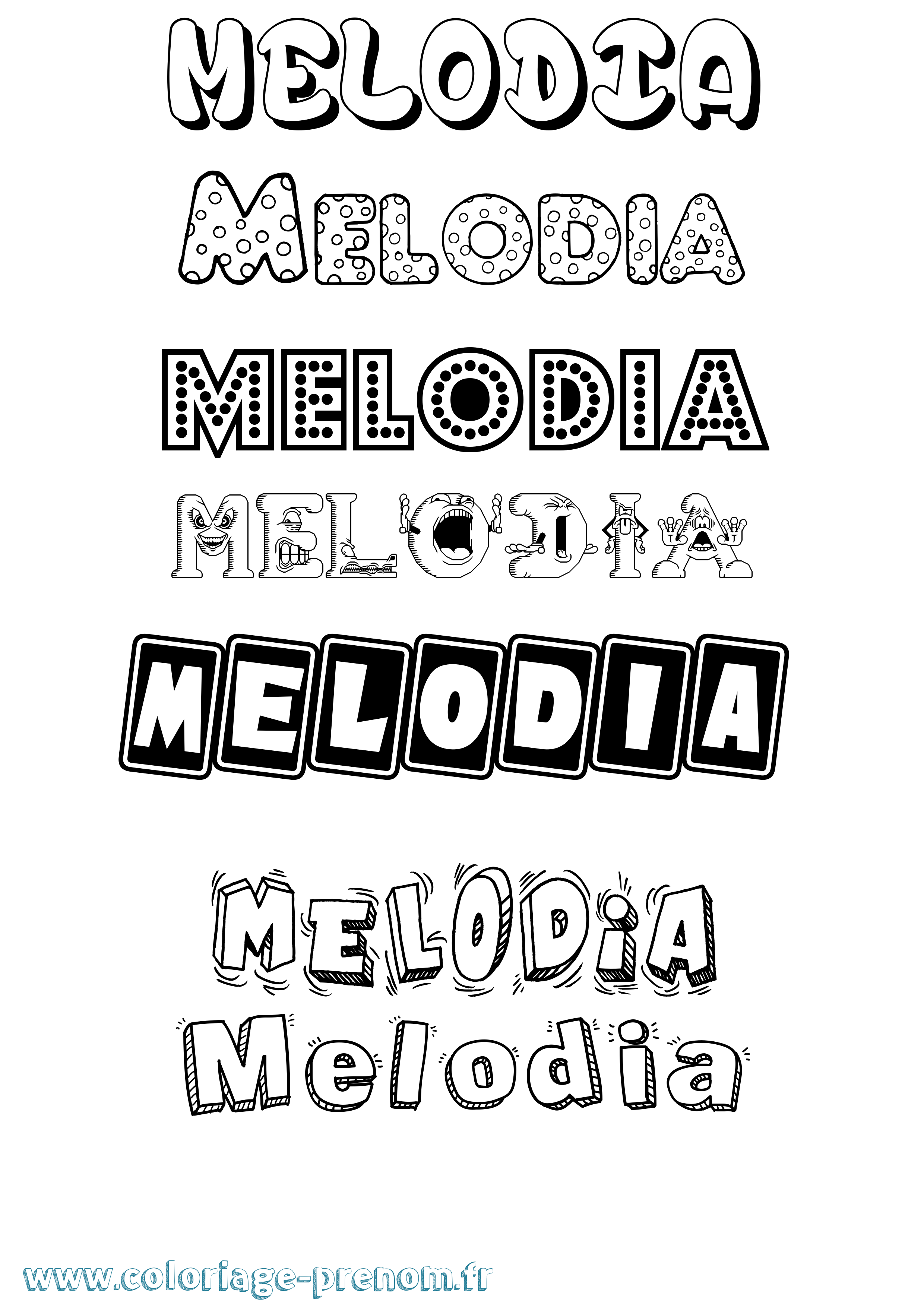 Coloriage Melodia Fun Coloriage prénom Melodia Fun
