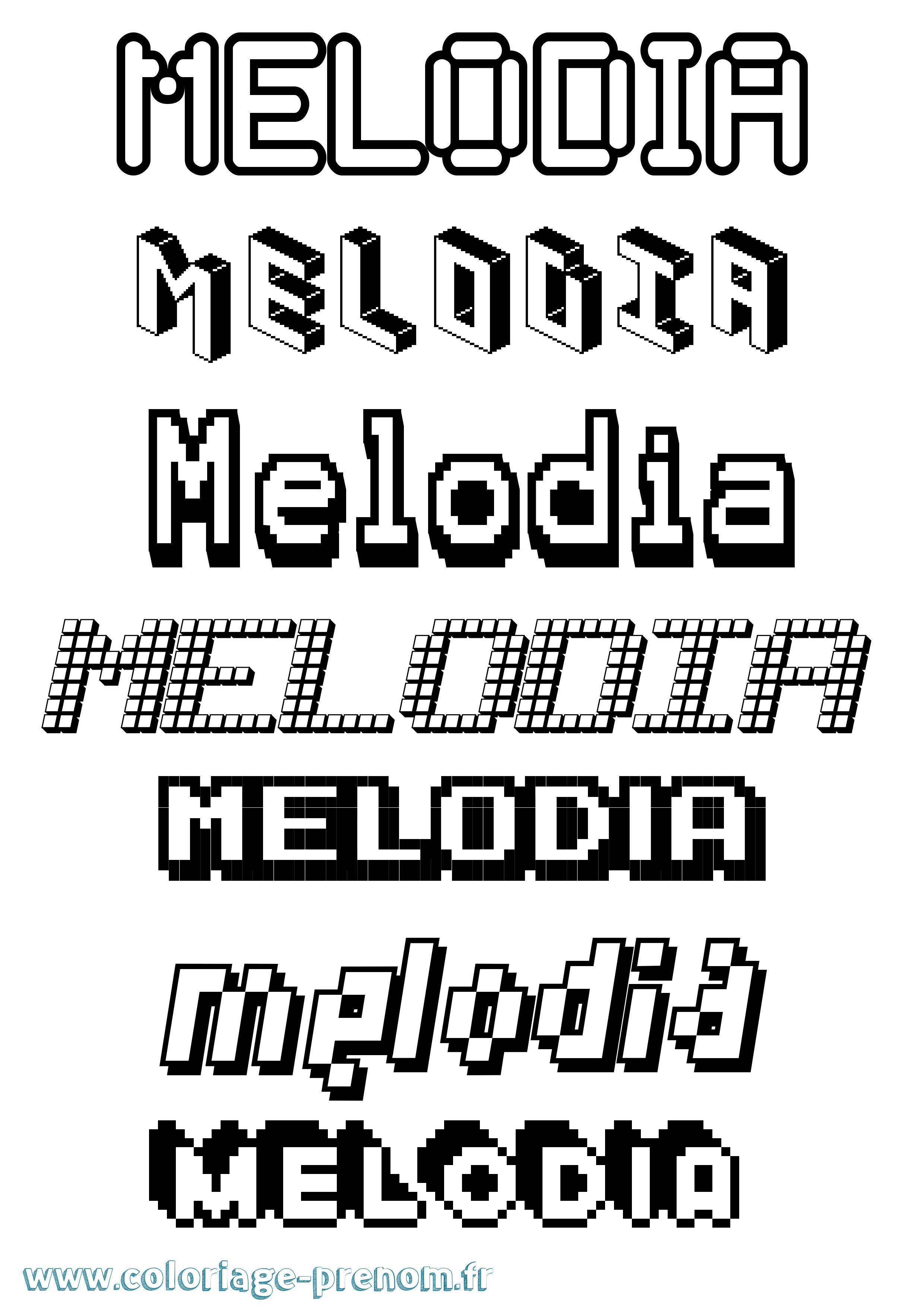 Coloriage Melodia Pixel Coloriage prénom Melodia Pixel