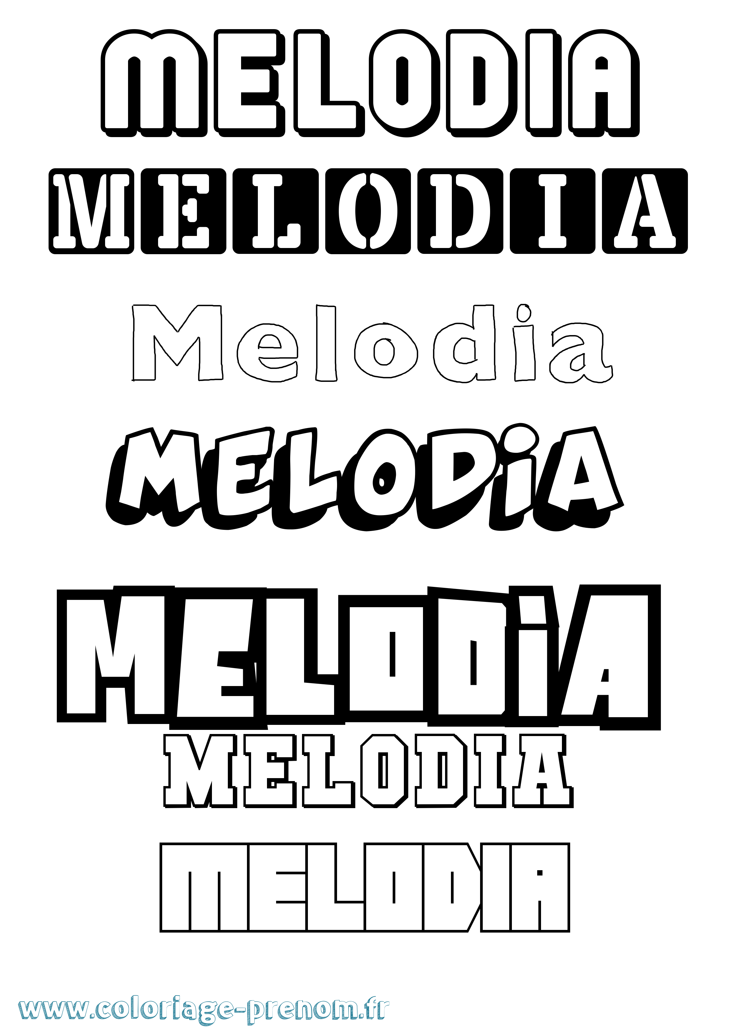 Coloriage Melodia Simple Coloriage prénom Melodia Simple