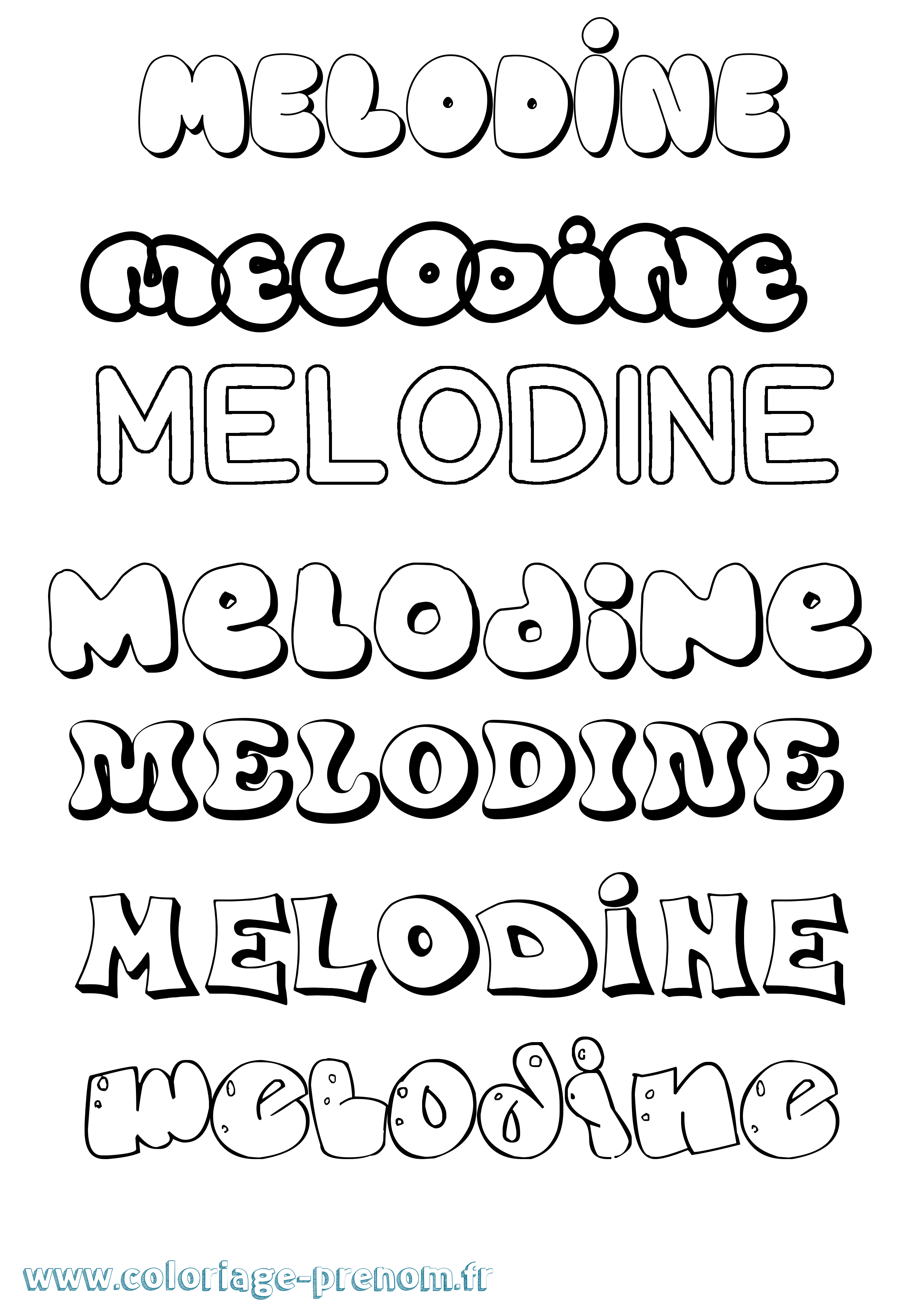 Coloriage Melodine Bubble Coloriage prénom Melodine Bubble