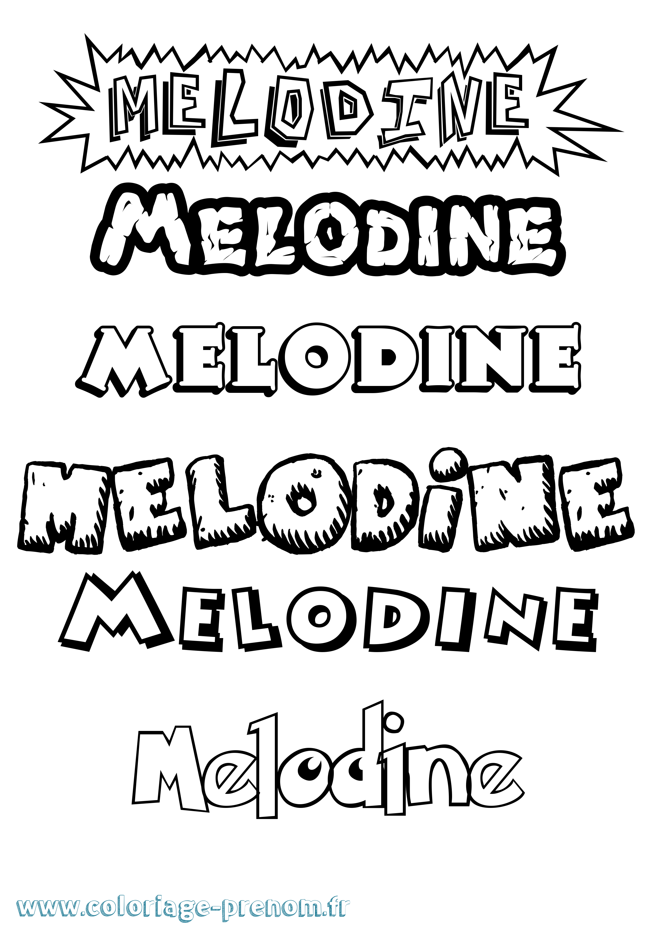 Coloriage Melodine Dessin Animé Coloriage prénom Melodine Dessin Animé