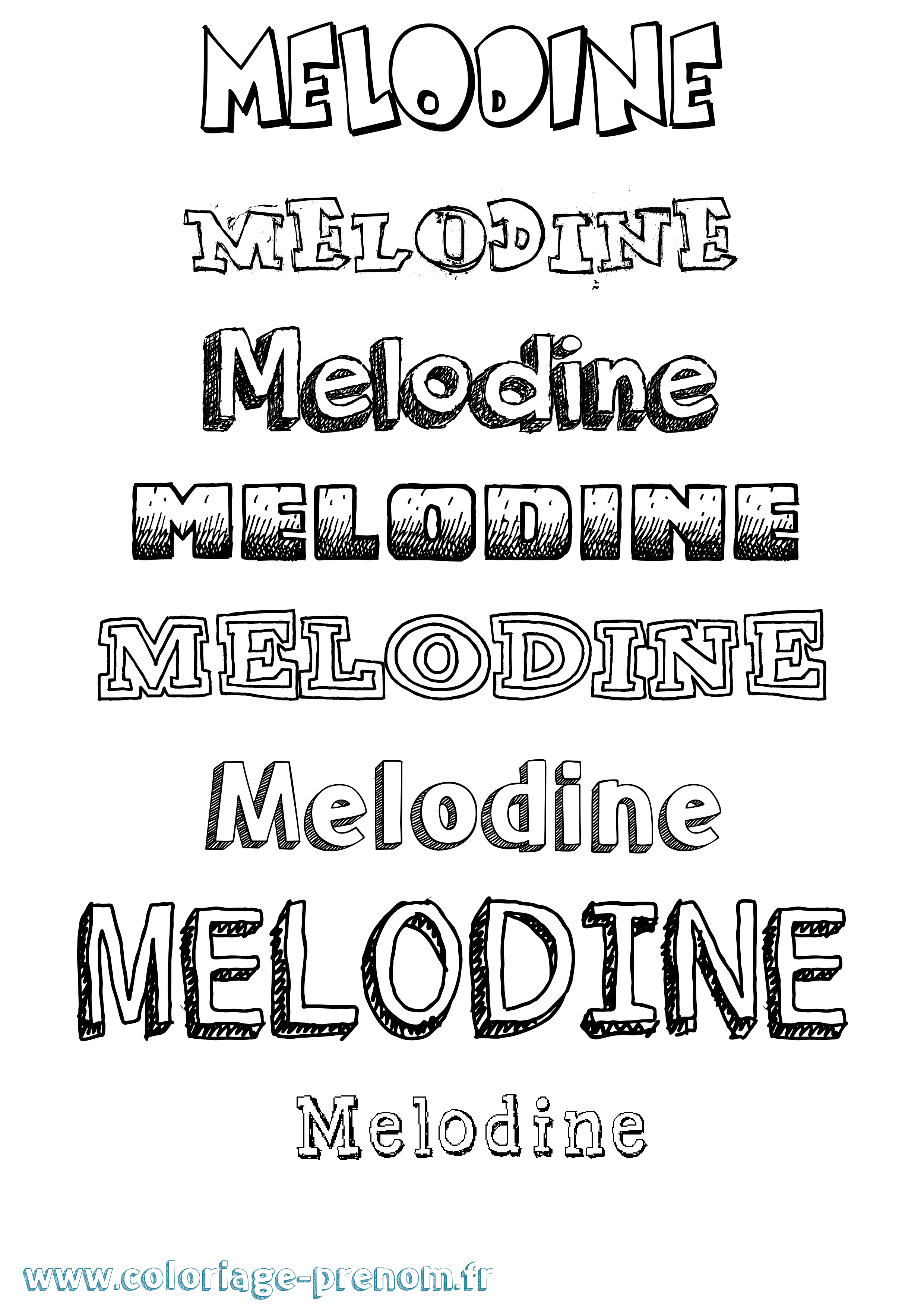 Coloriage Melodine Dessiné Coloriage prénom Melodine Dessiné