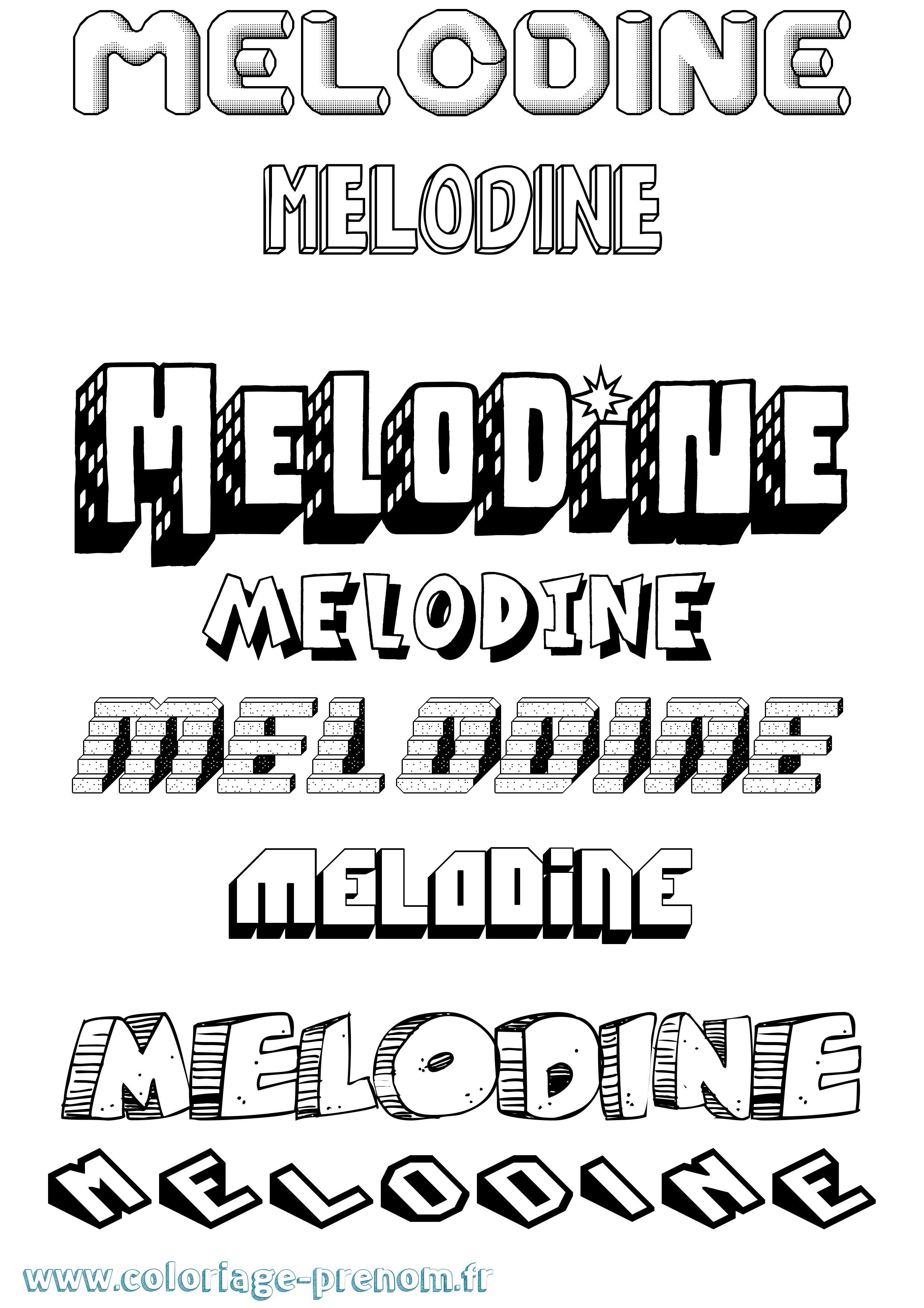 Coloriage Melodine Effet 3D Coloriage prénom Melodine Effet 3D