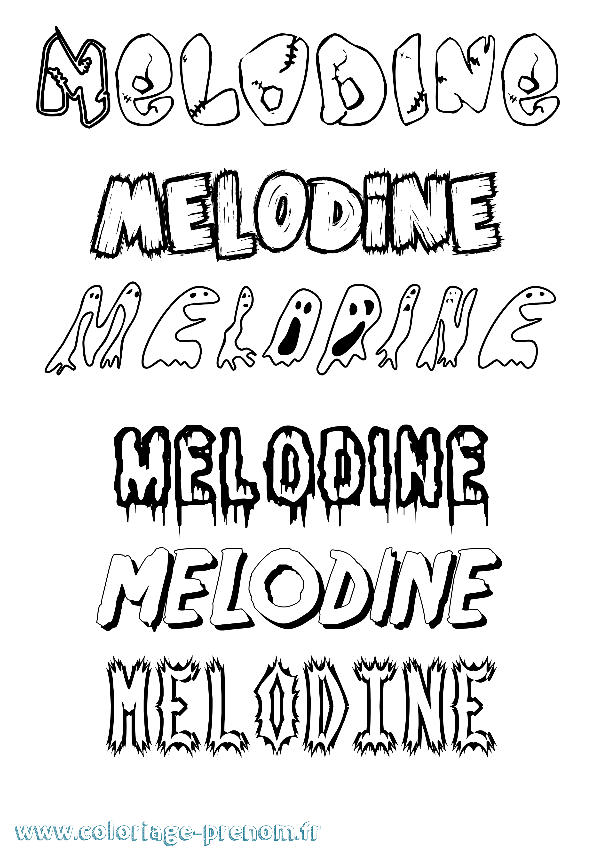 Coloriage Melodine Frisson Coloriage prénom Melodine Frisson