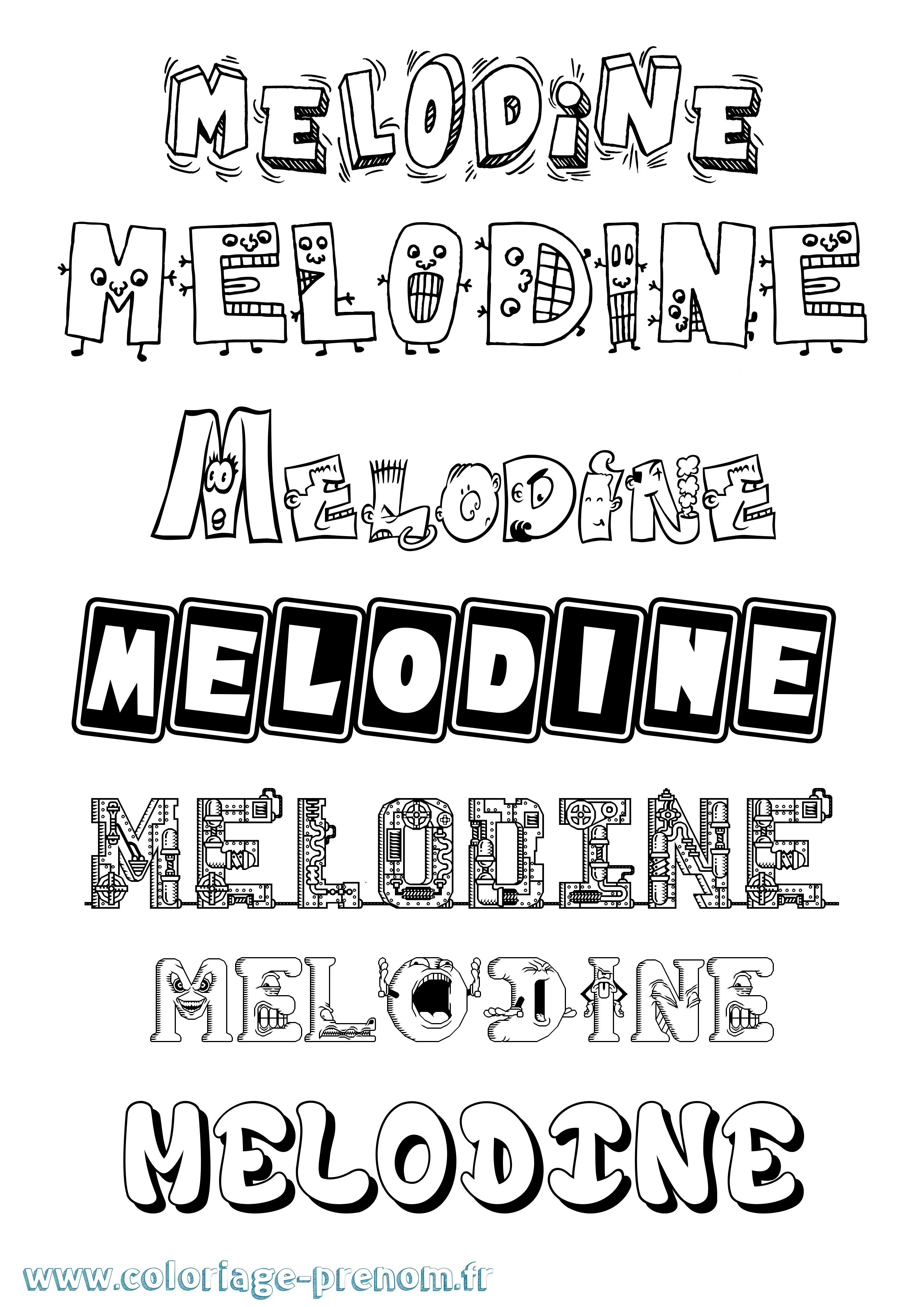 Coloriage Melodine Fun Coloriage prénom Melodine Fun
