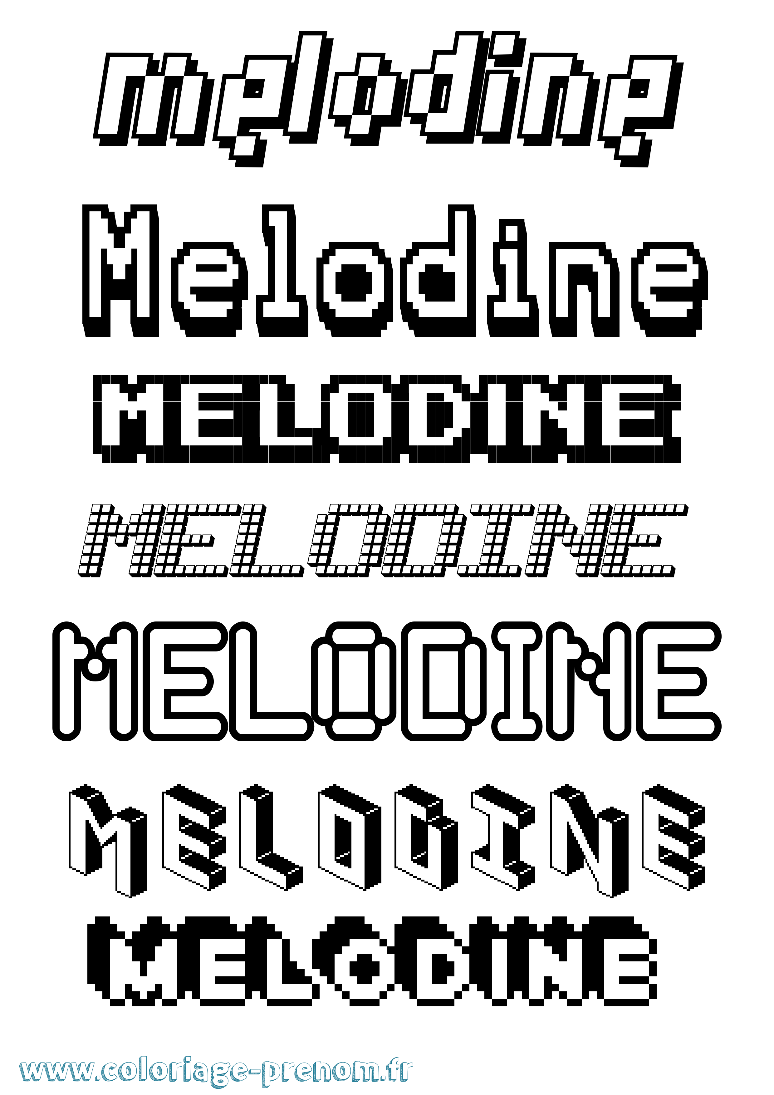 Coloriage Melodine Pixel Coloriage prénom Melodine Pixel