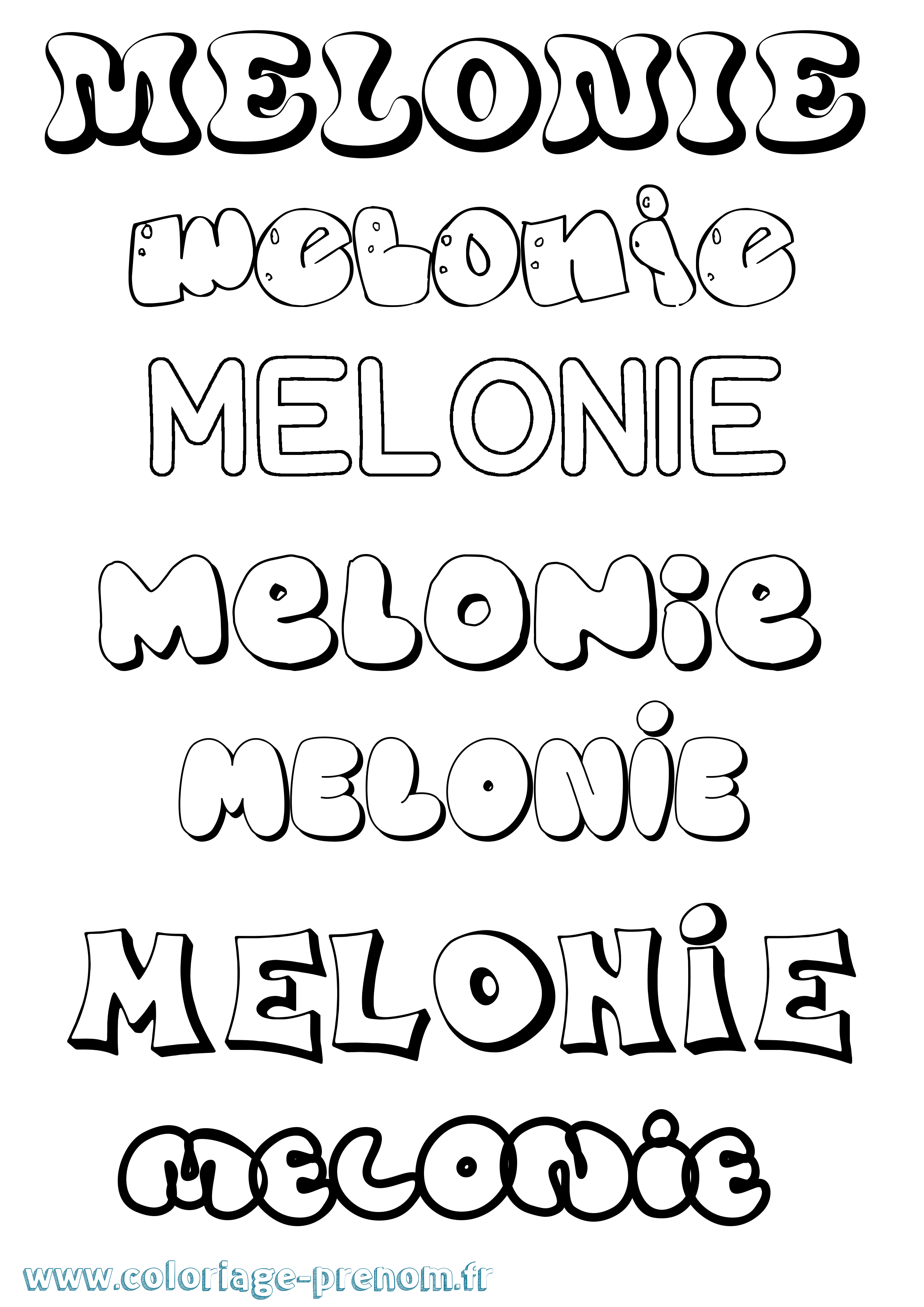 Coloriage Melonie Bubble Coloriage prénom Melonie Bubble