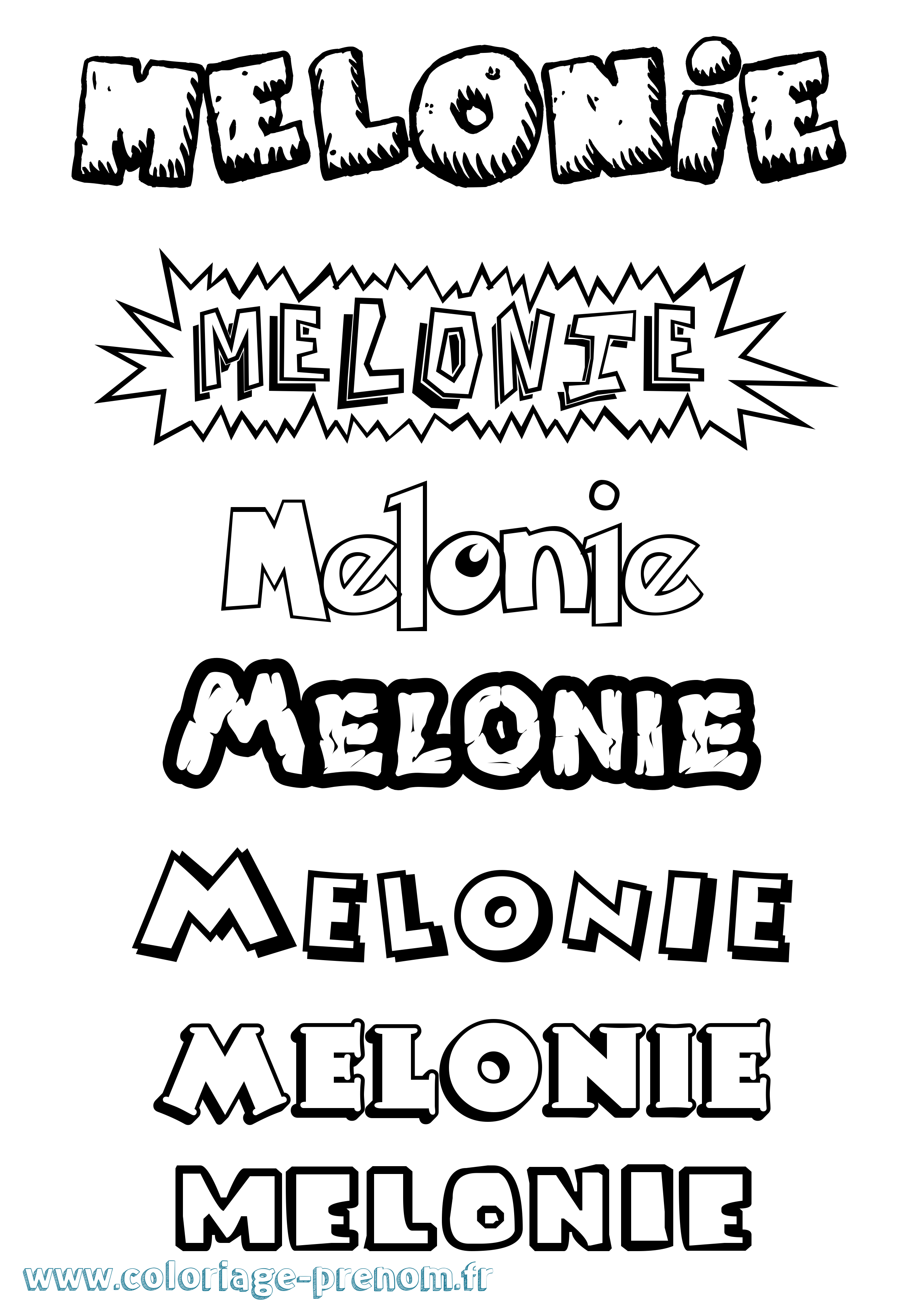 Coloriage Melonie Dessin Animé Coloriage prénom Melonie Dessin Animé