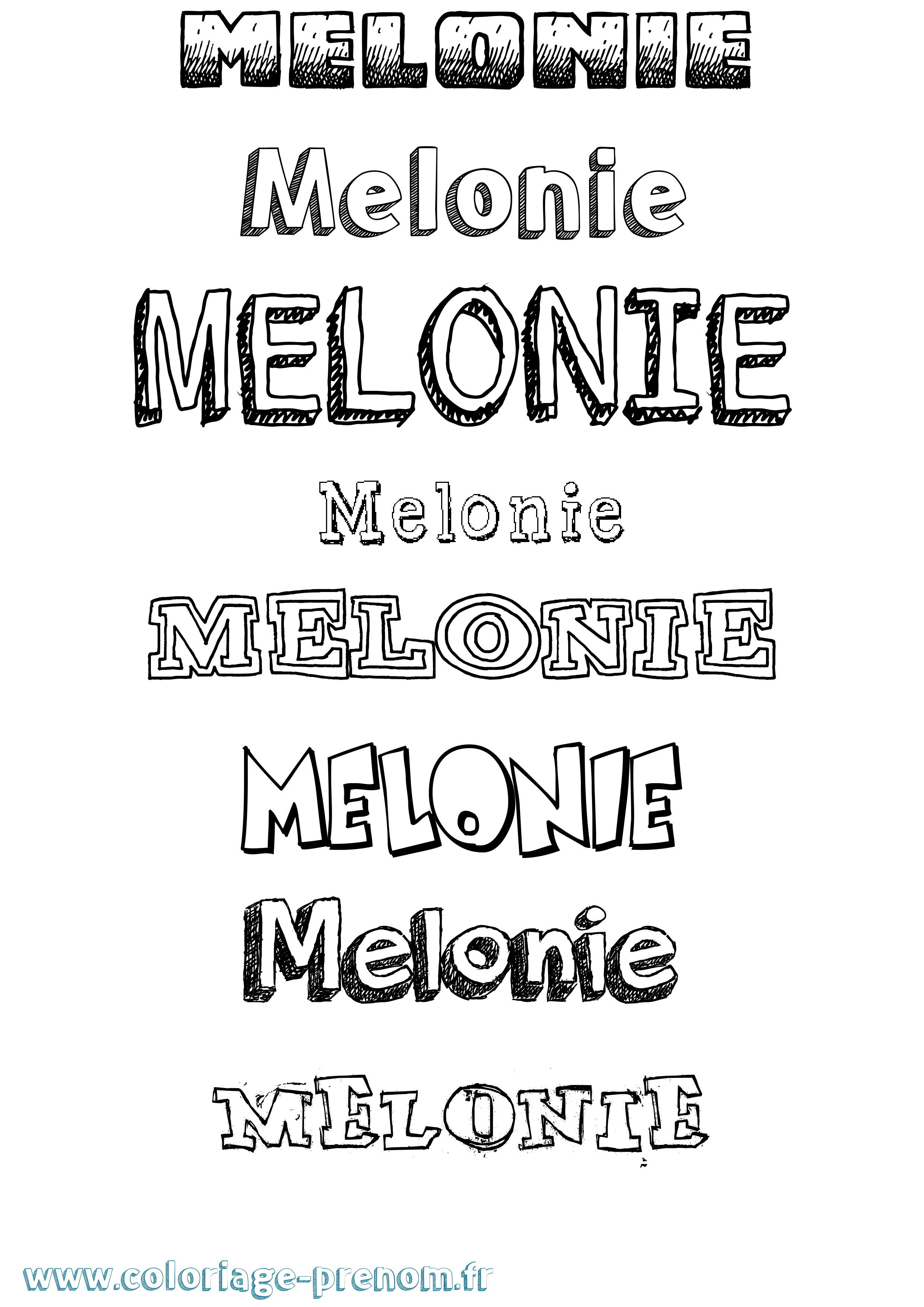 Coloriage Melonie Dessiné Coloriage prénom Melonie Dessiné