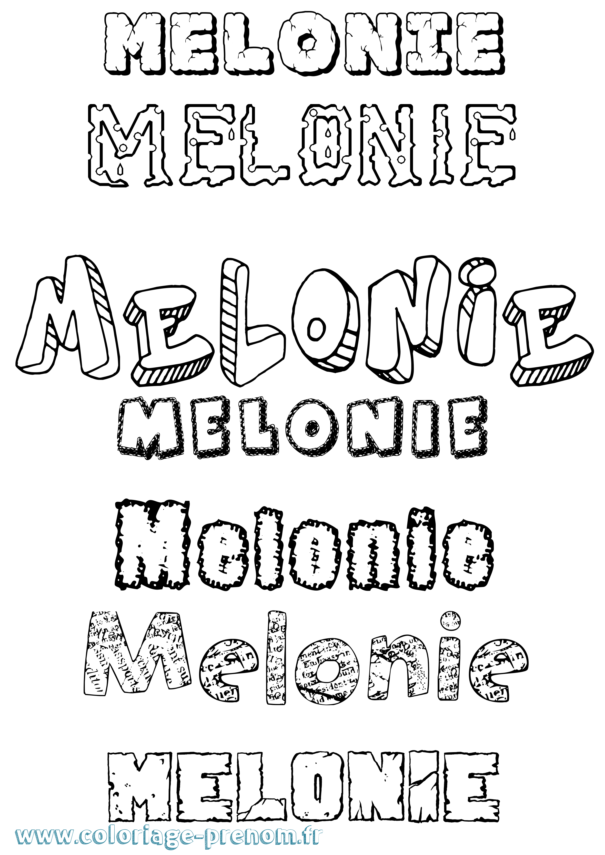 Coloriage Melonie Destructuré Coloriage prénom Melonie Destructuré