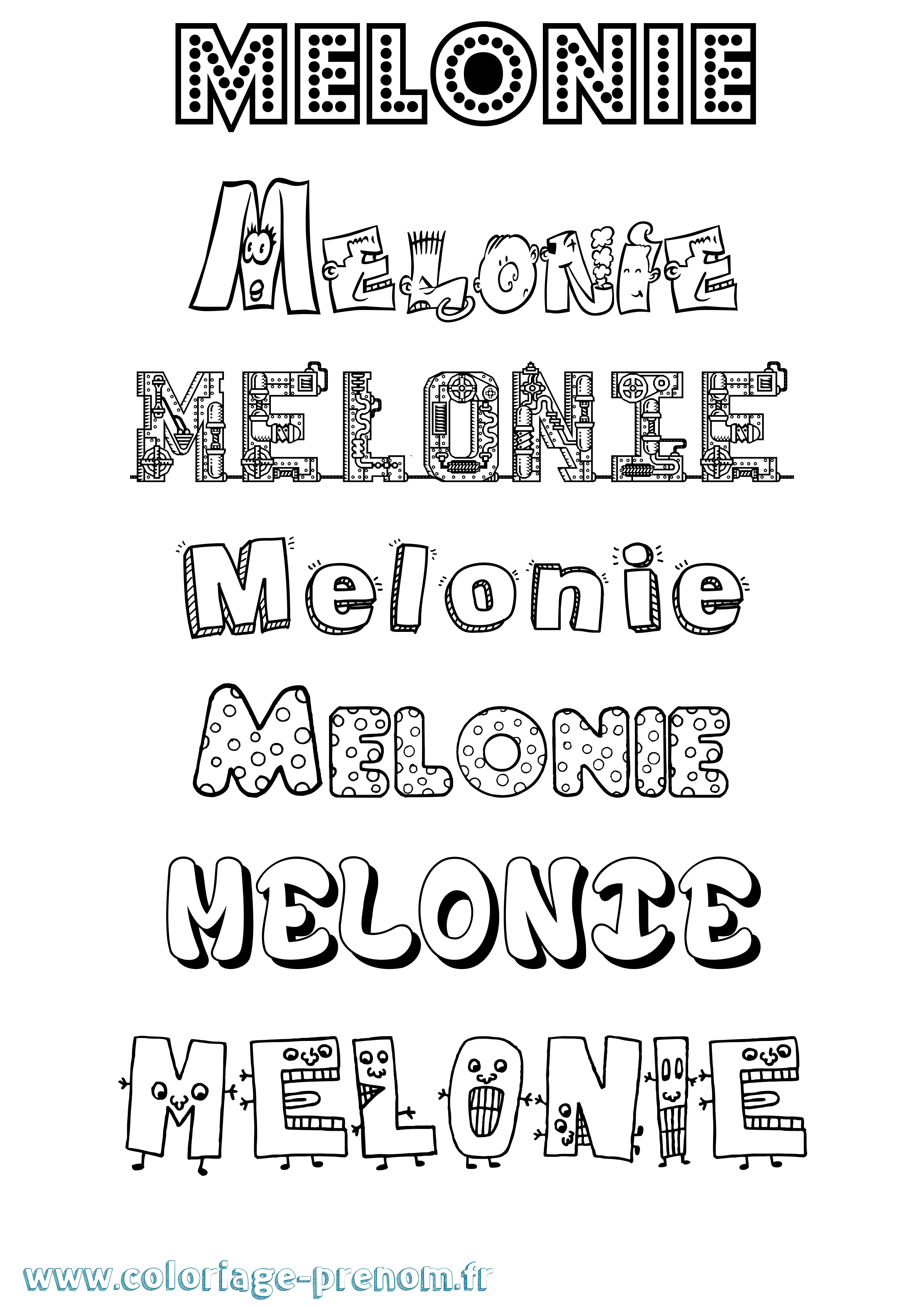 Coloriage Melonie Fun Coloriage prénom Melonie Fun