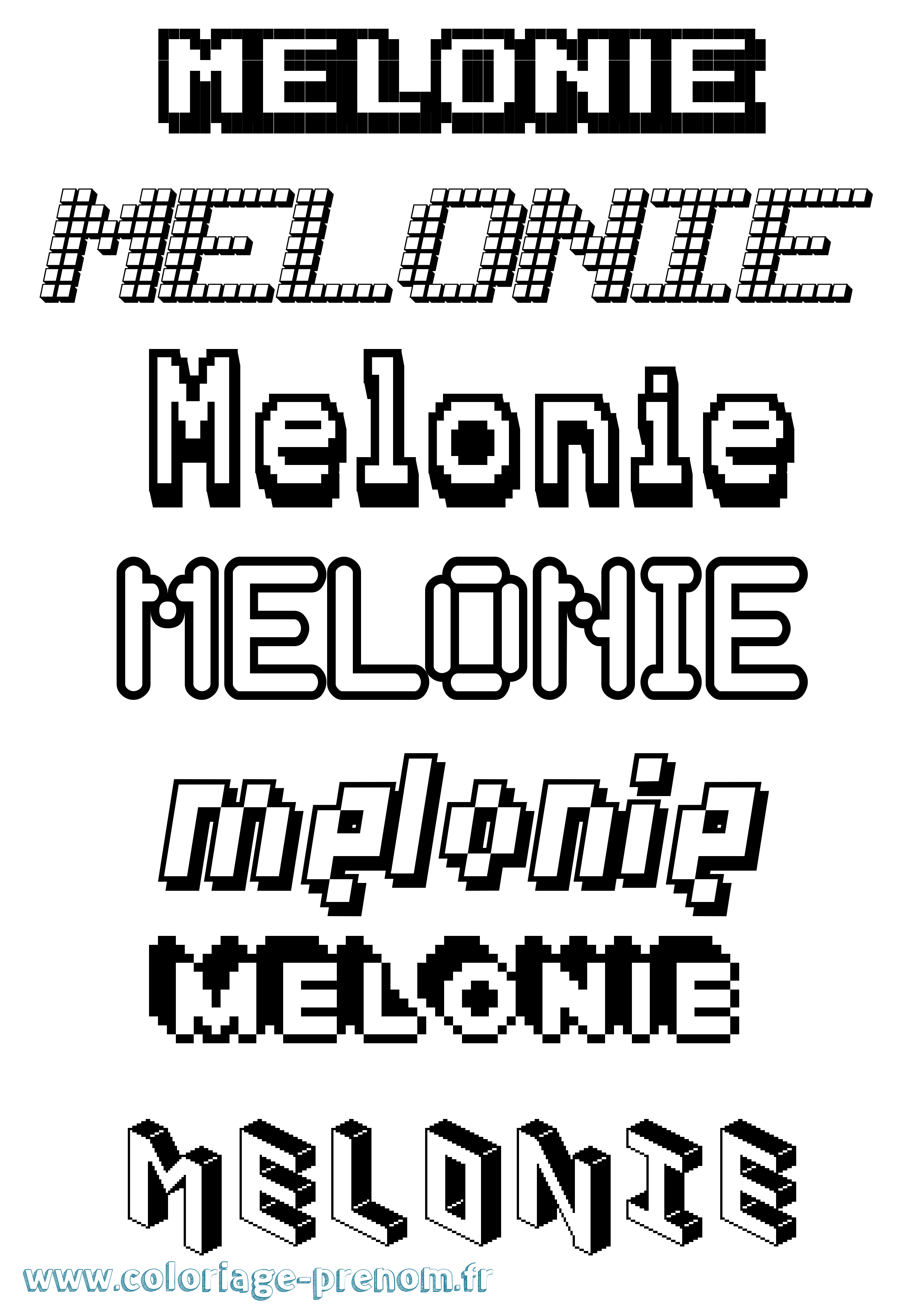 Coloriage Melonie Pixel Coloriage prénom Melonie Pixel