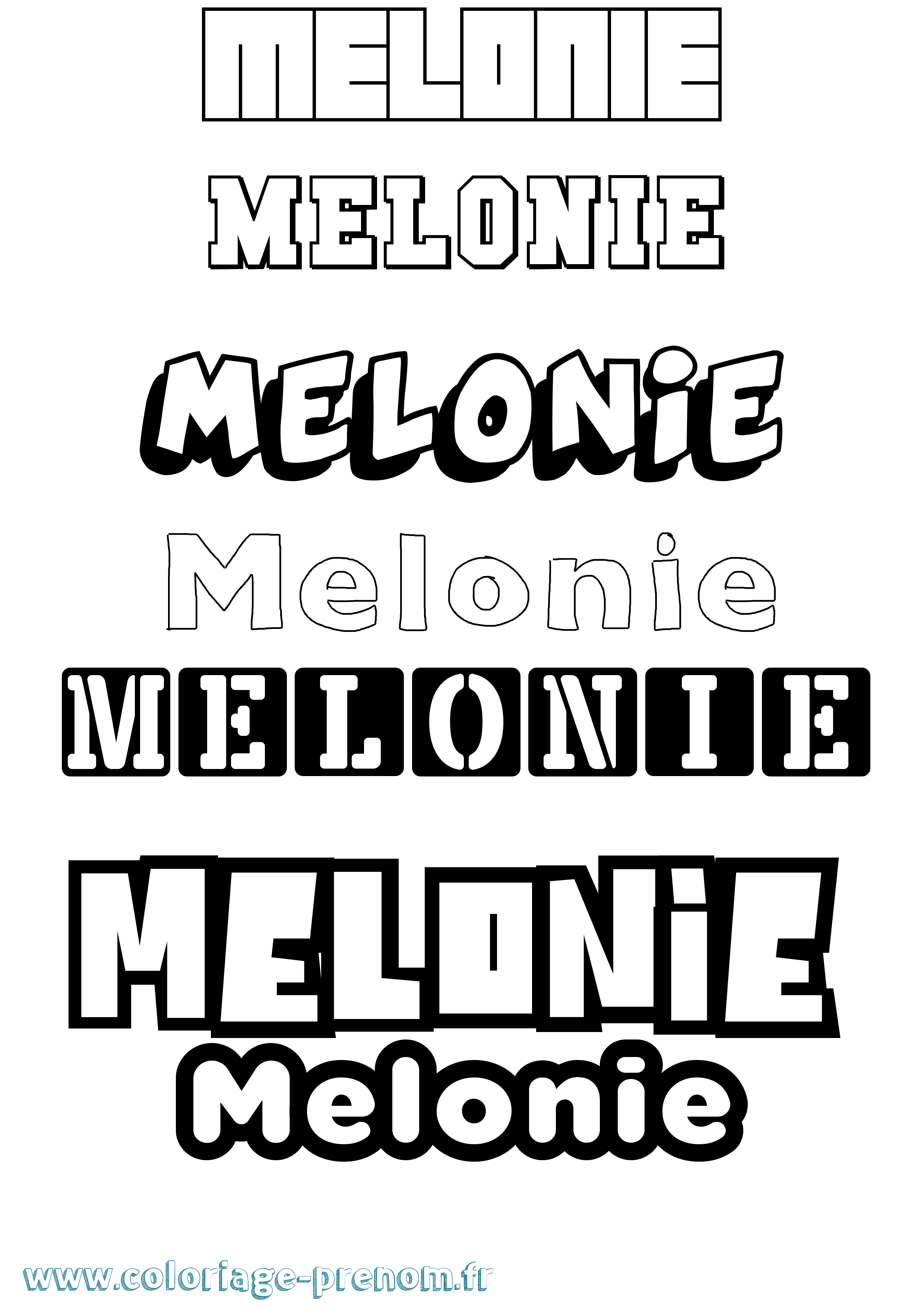 Coloriage Melonie Simple Coloriage prénom Melonie Simple