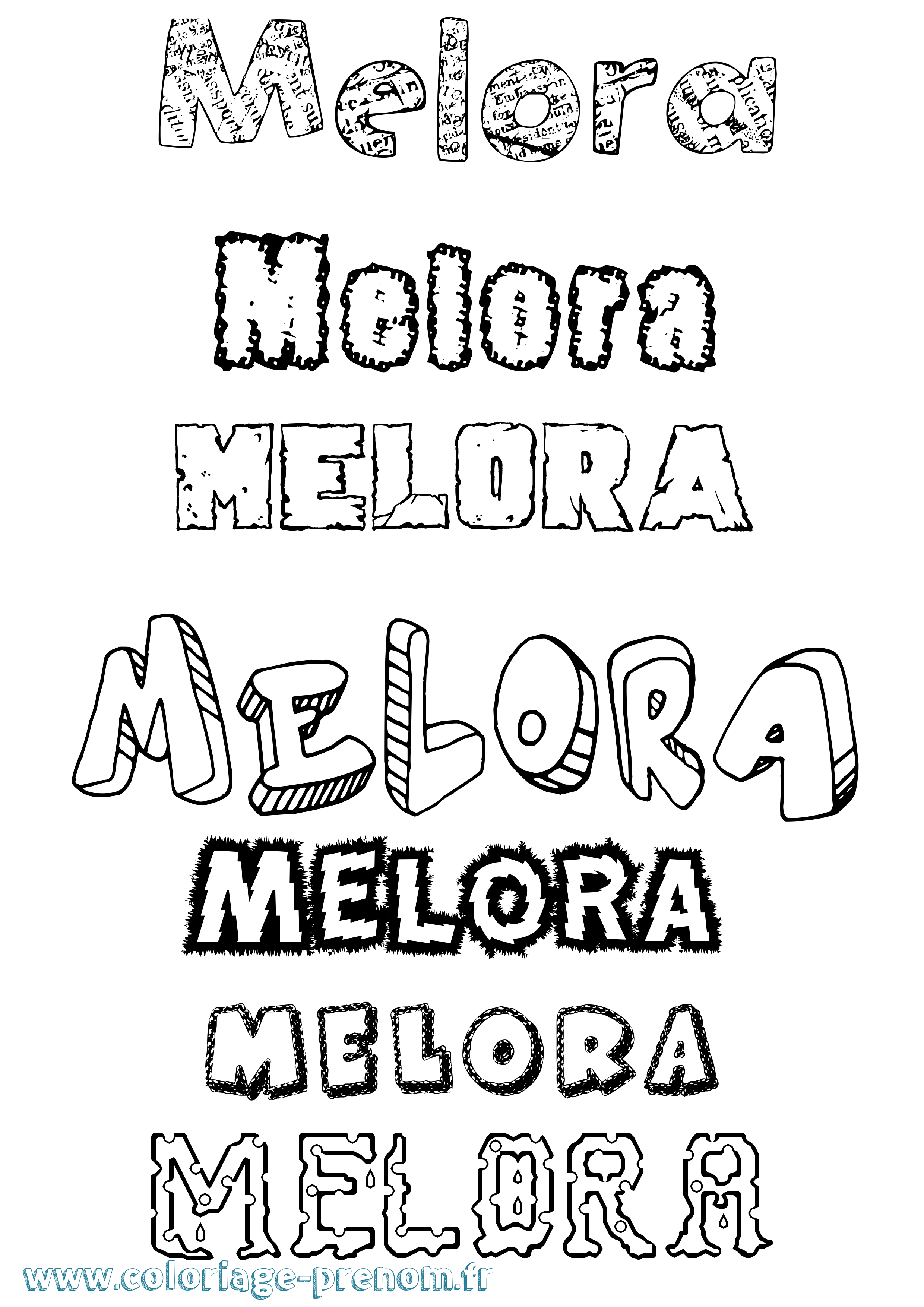 Coloriage Melora Destructuré Coloriage prénom Melora Destructuré