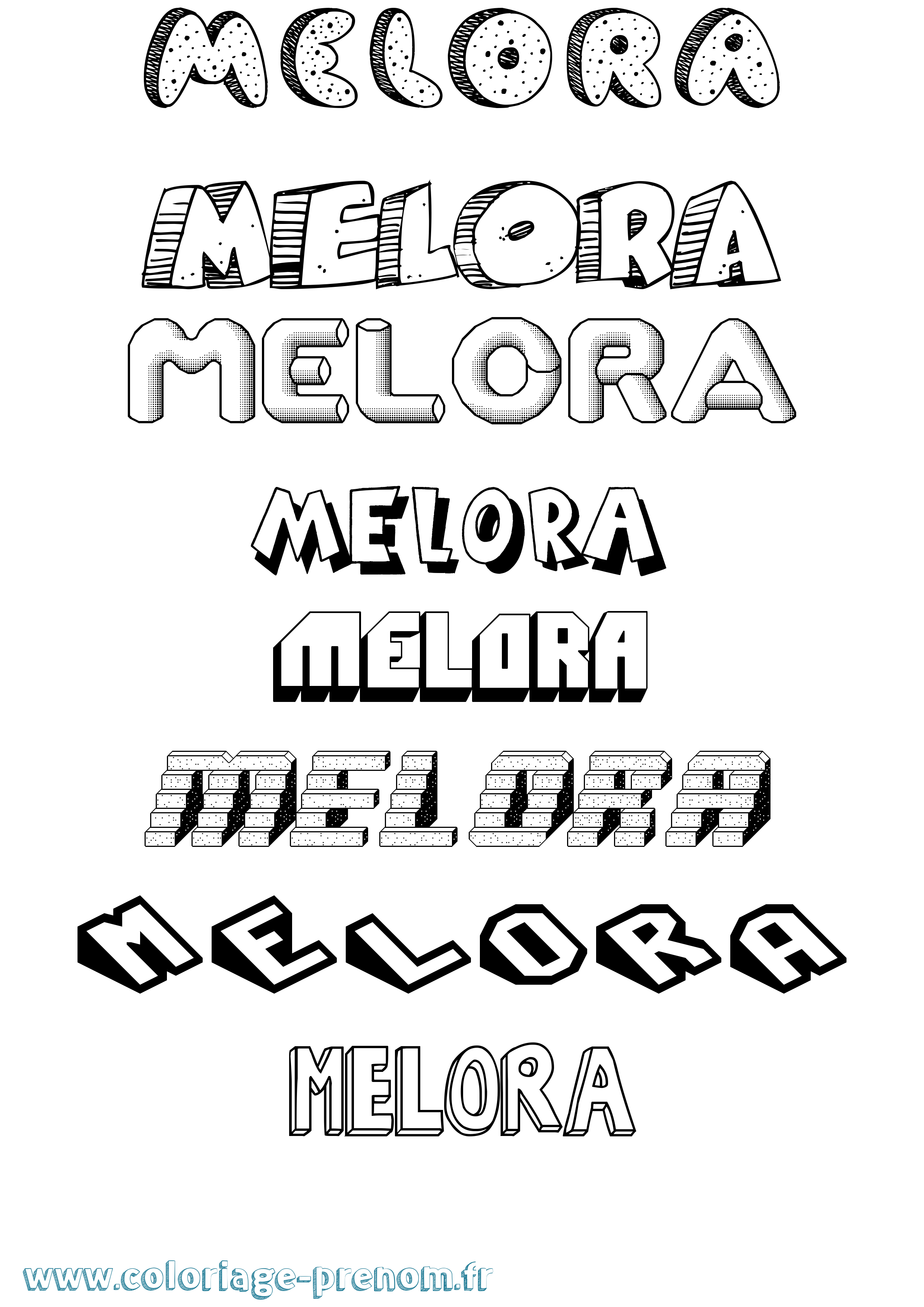 Coloriage Melora Effet 3D Coloriage prénom Melora Effet 3D