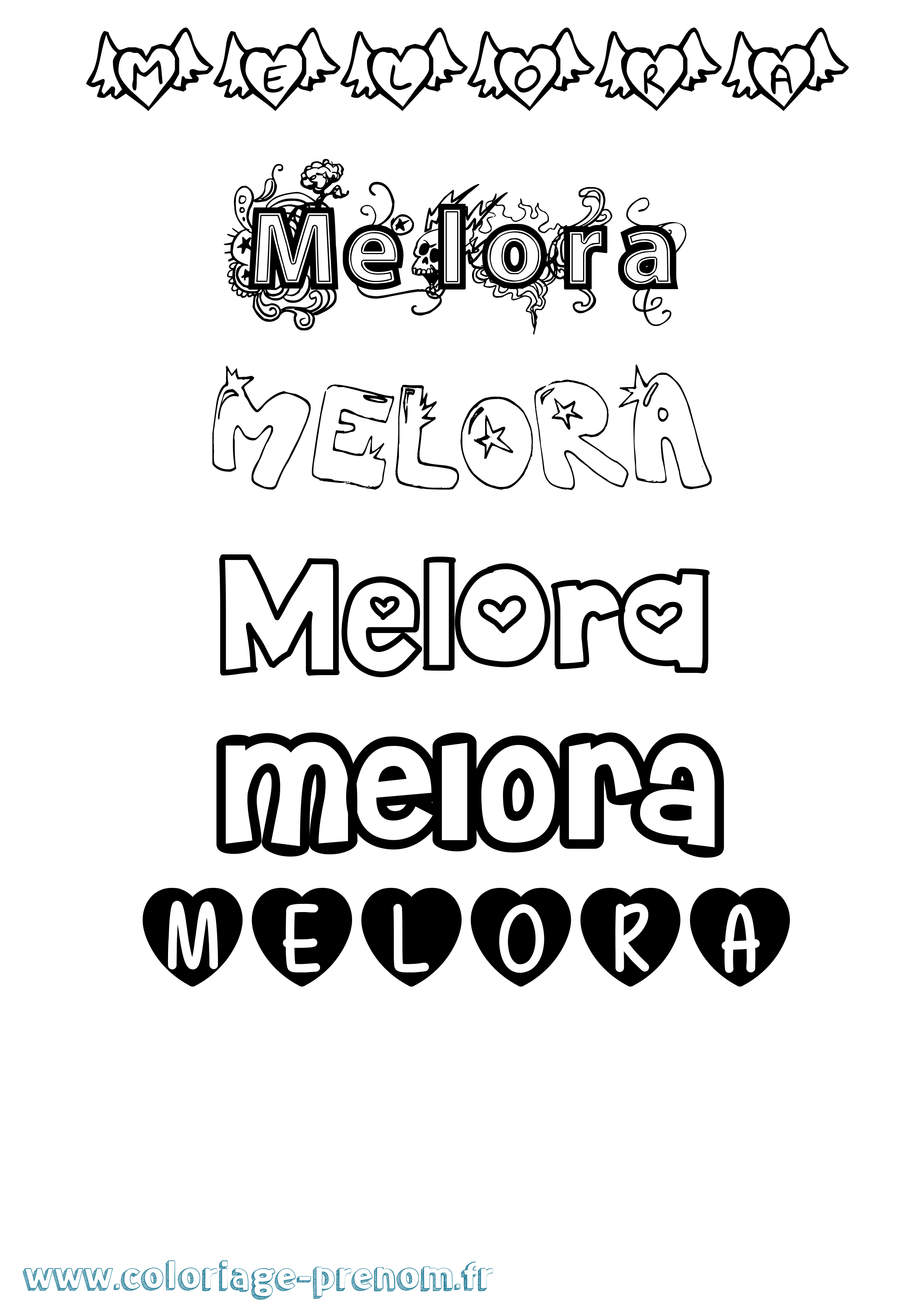 Coloriage Melora Girly Coloriage prénom Melora Girly
