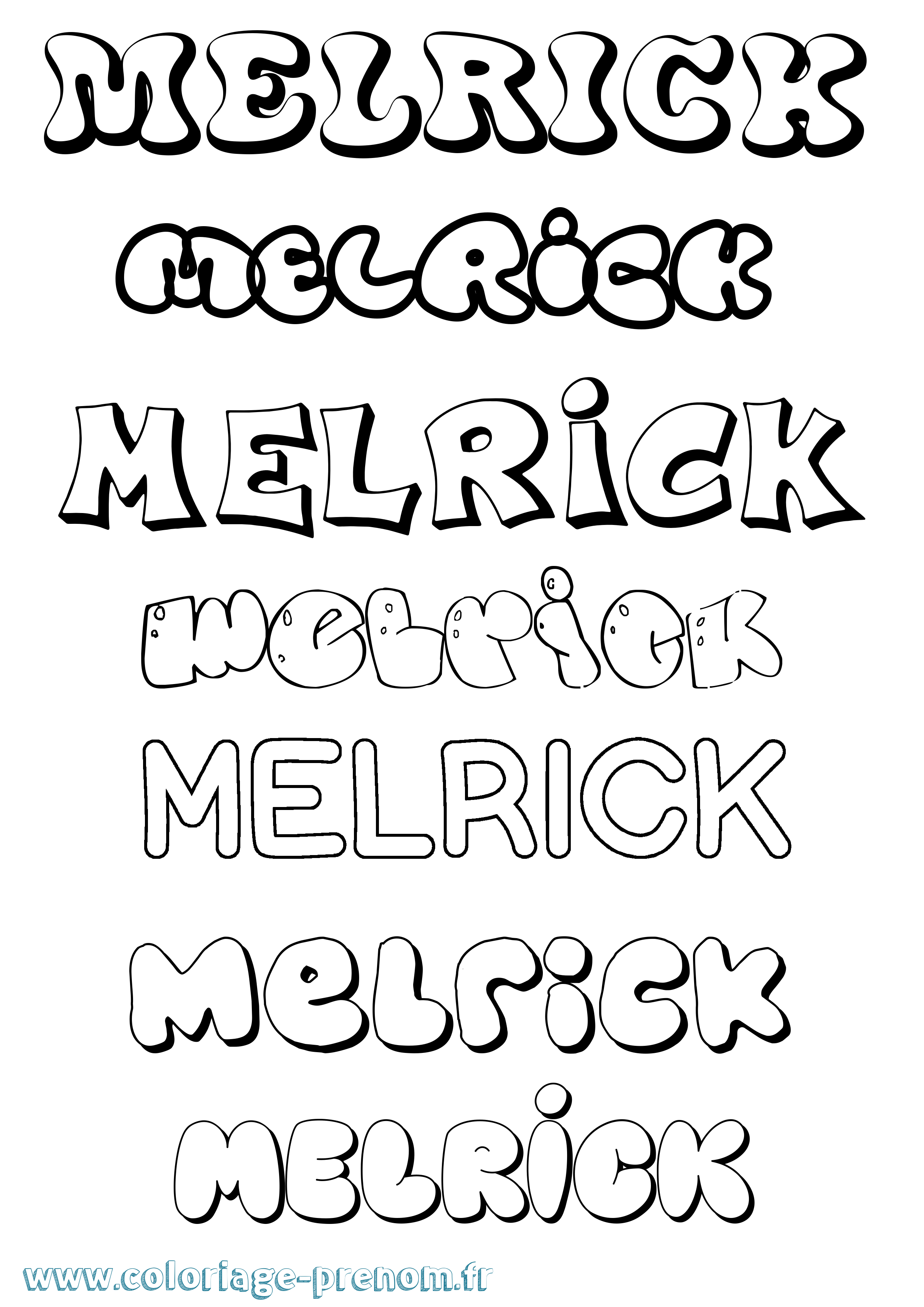 Coloriage Melrick Bubble Coloriage prénom Melrick Bubble