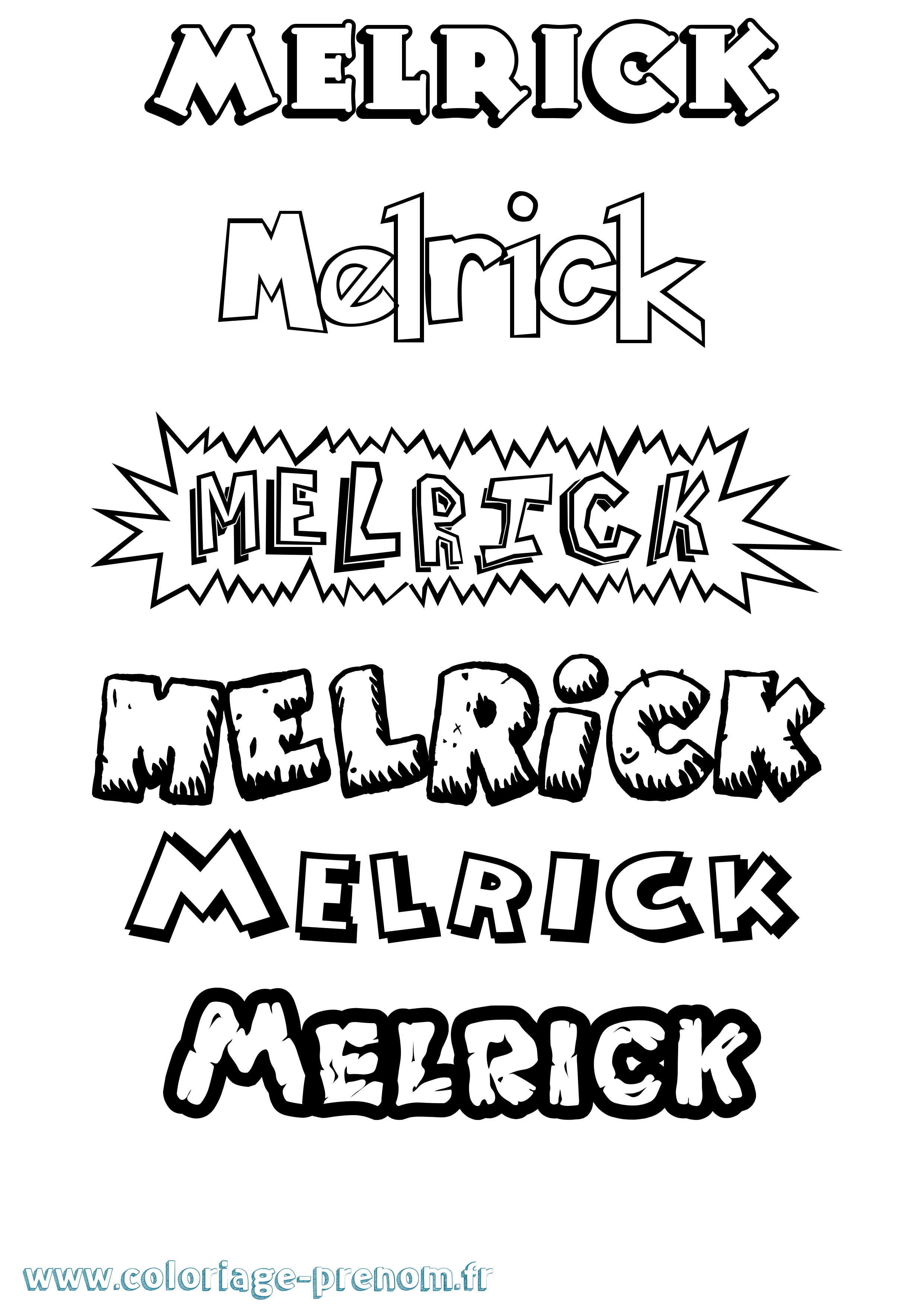 Coloriage Melrick Dessin Animé Coloriage prénom Melrick Dessin Animé