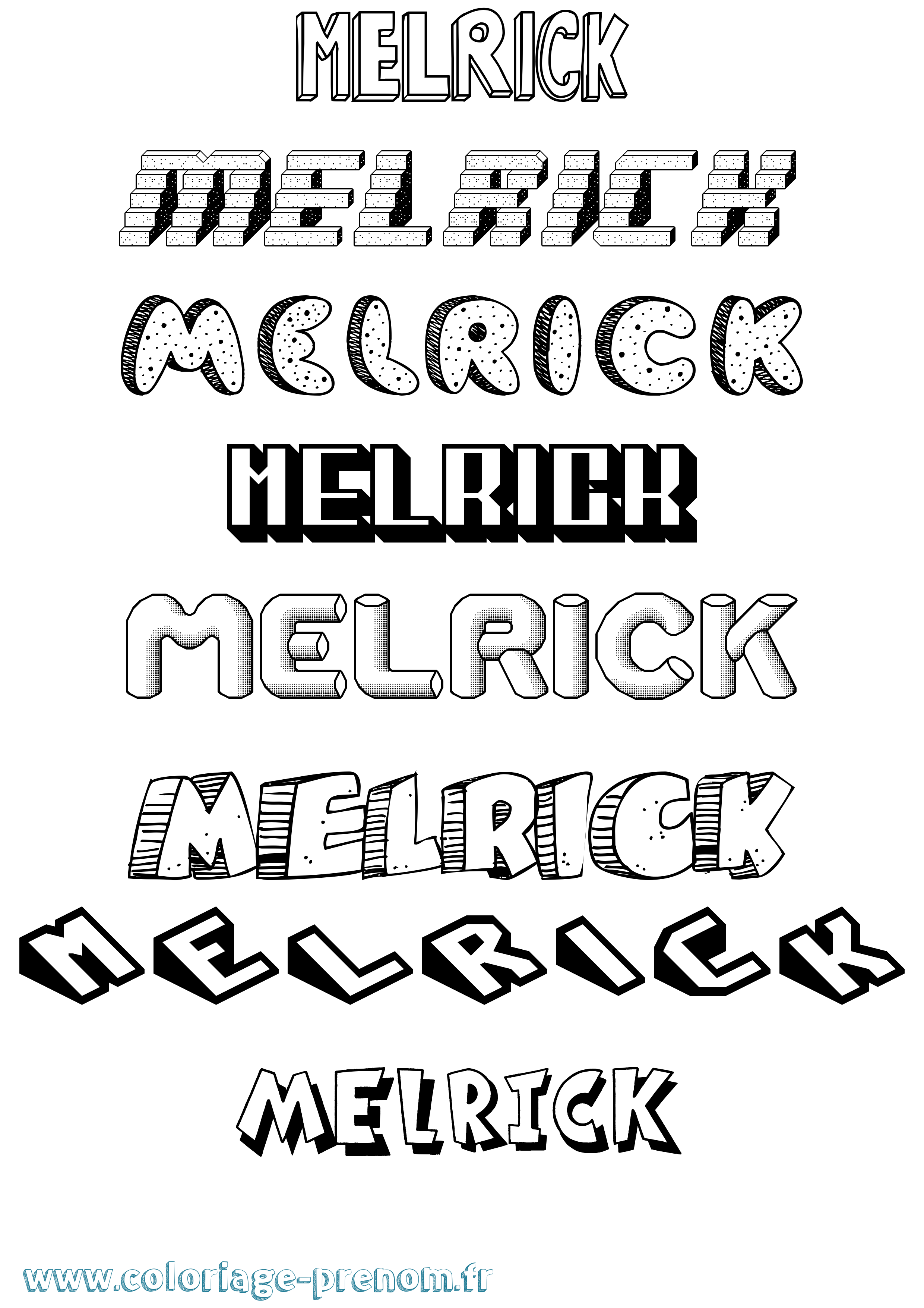Coloriage Melrick Effet 3D Coloriage prénom Melrick Effet 3D