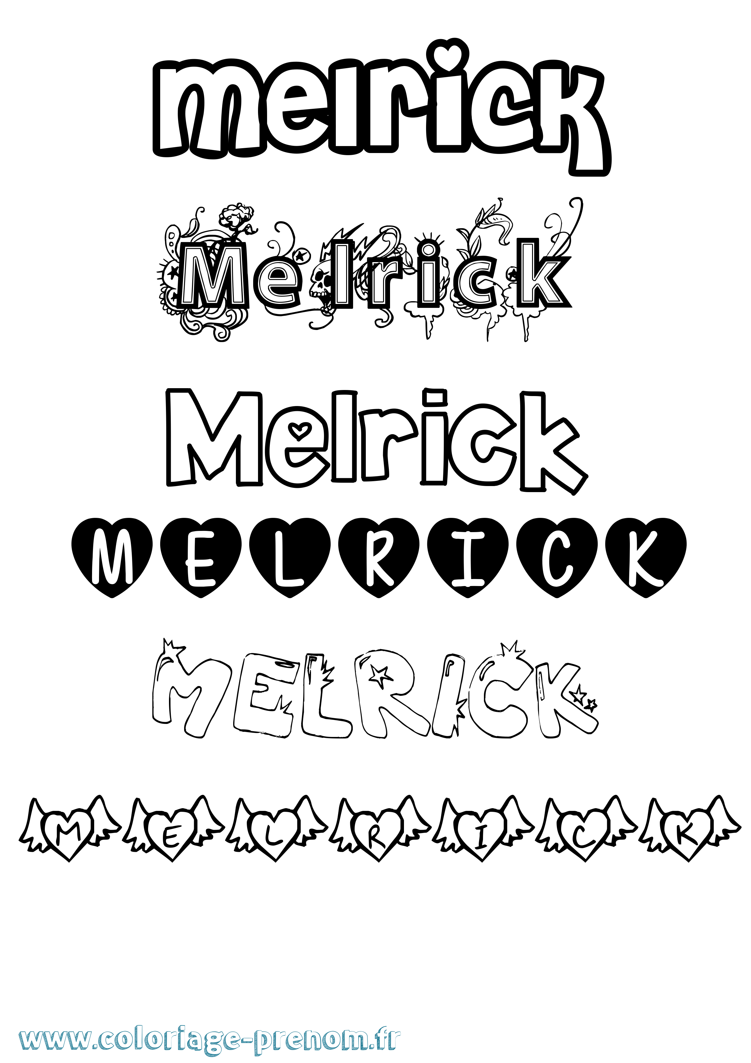 Coloriage Melrick Girly Coloriage prénom Melrick Girly