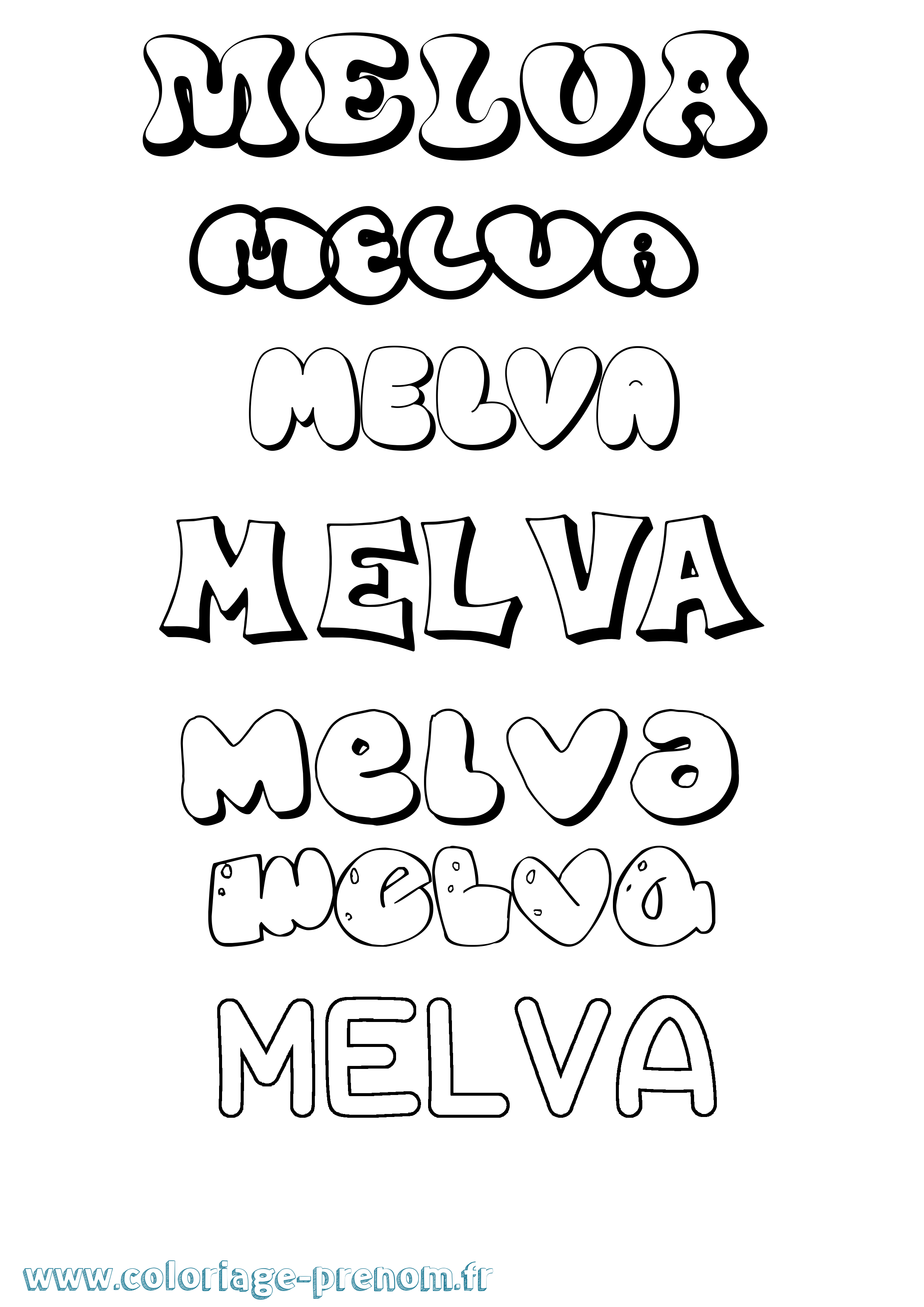 Coloriage Melva Bubble Coloriage prénom Melva Bubble