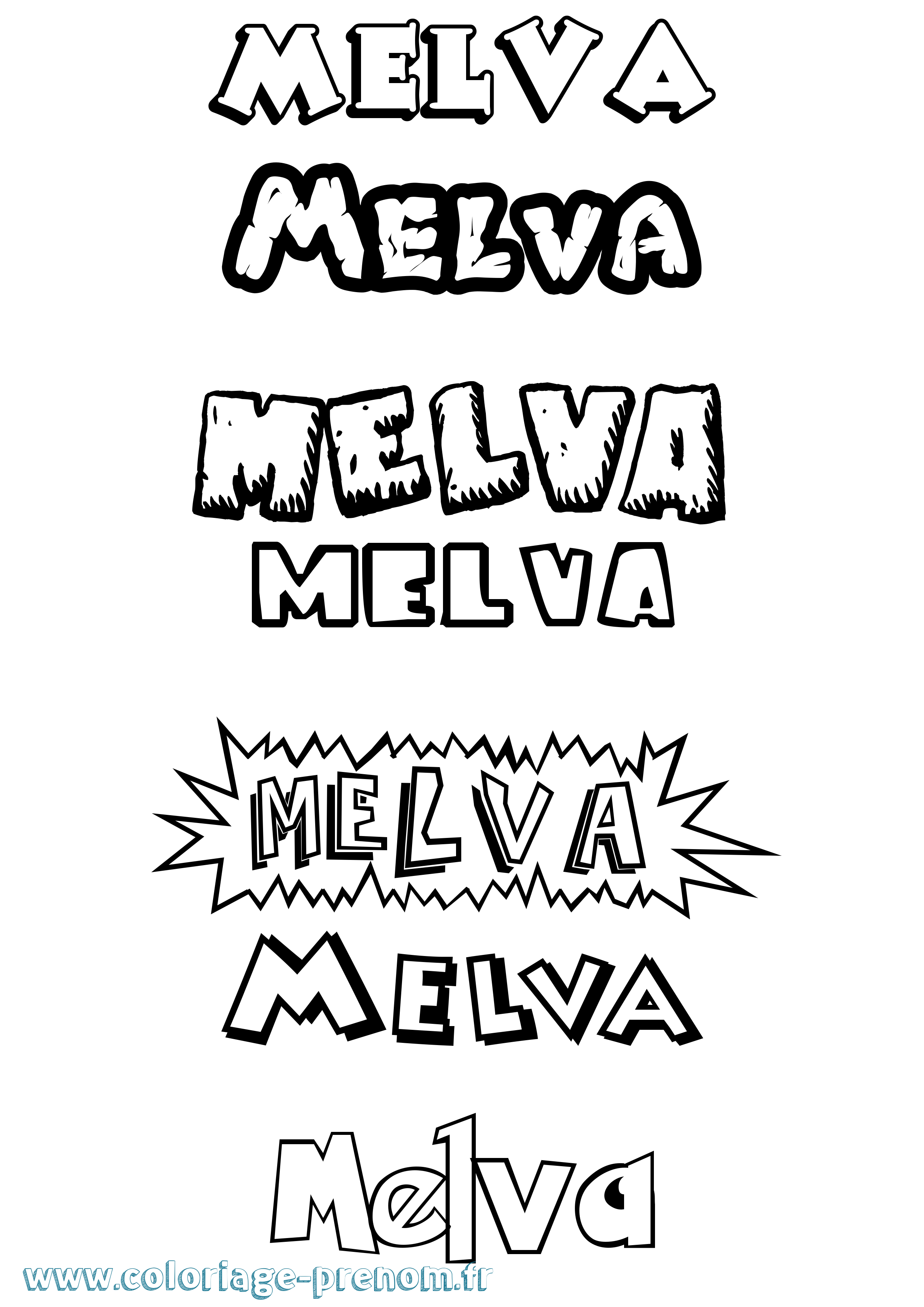 Coloriage Melva Dessin Animé Coloriage prénom Melva Dessin Animé