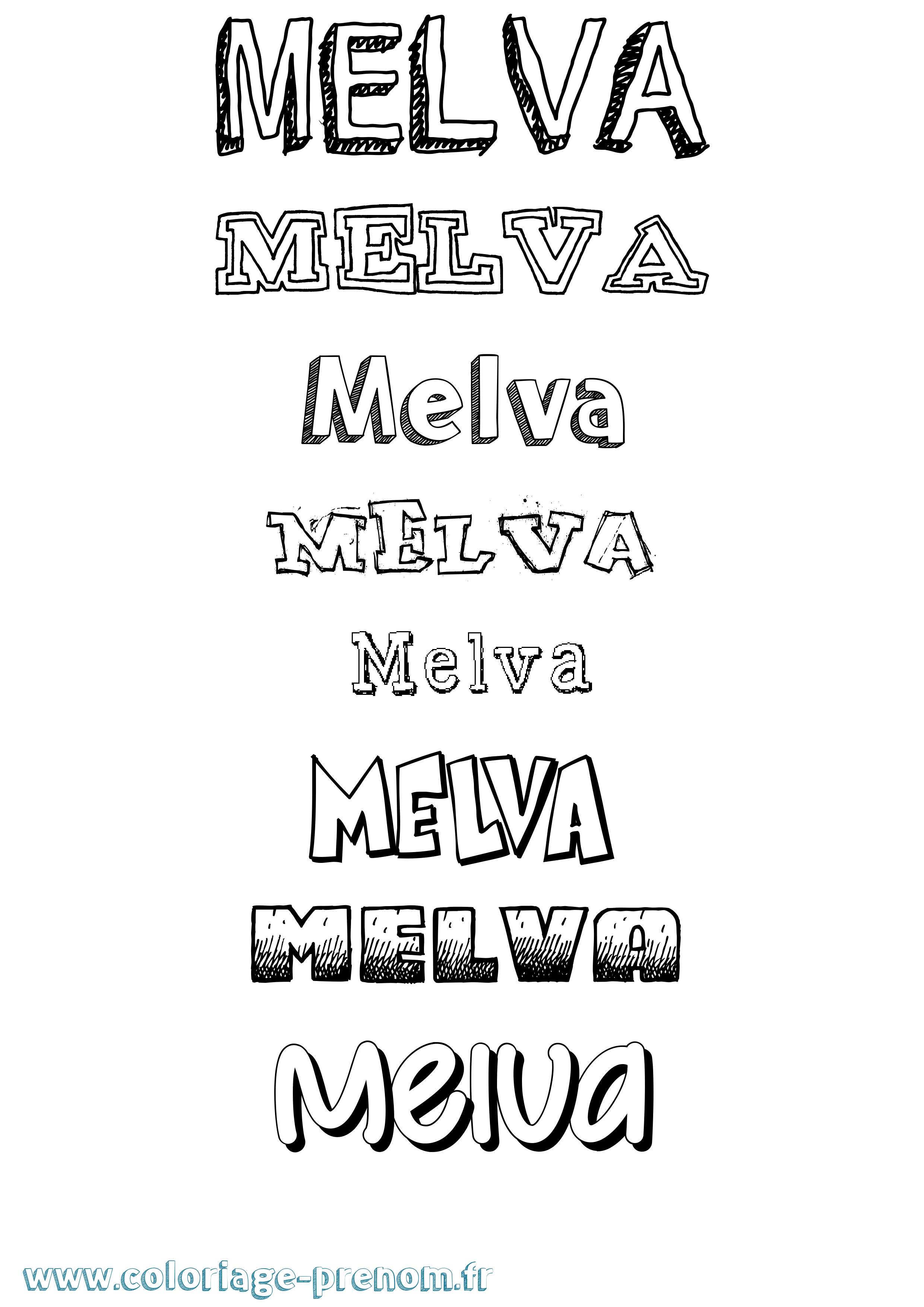 Coloriage Melva Dessiné Coloriage prénom Melva Dessiné