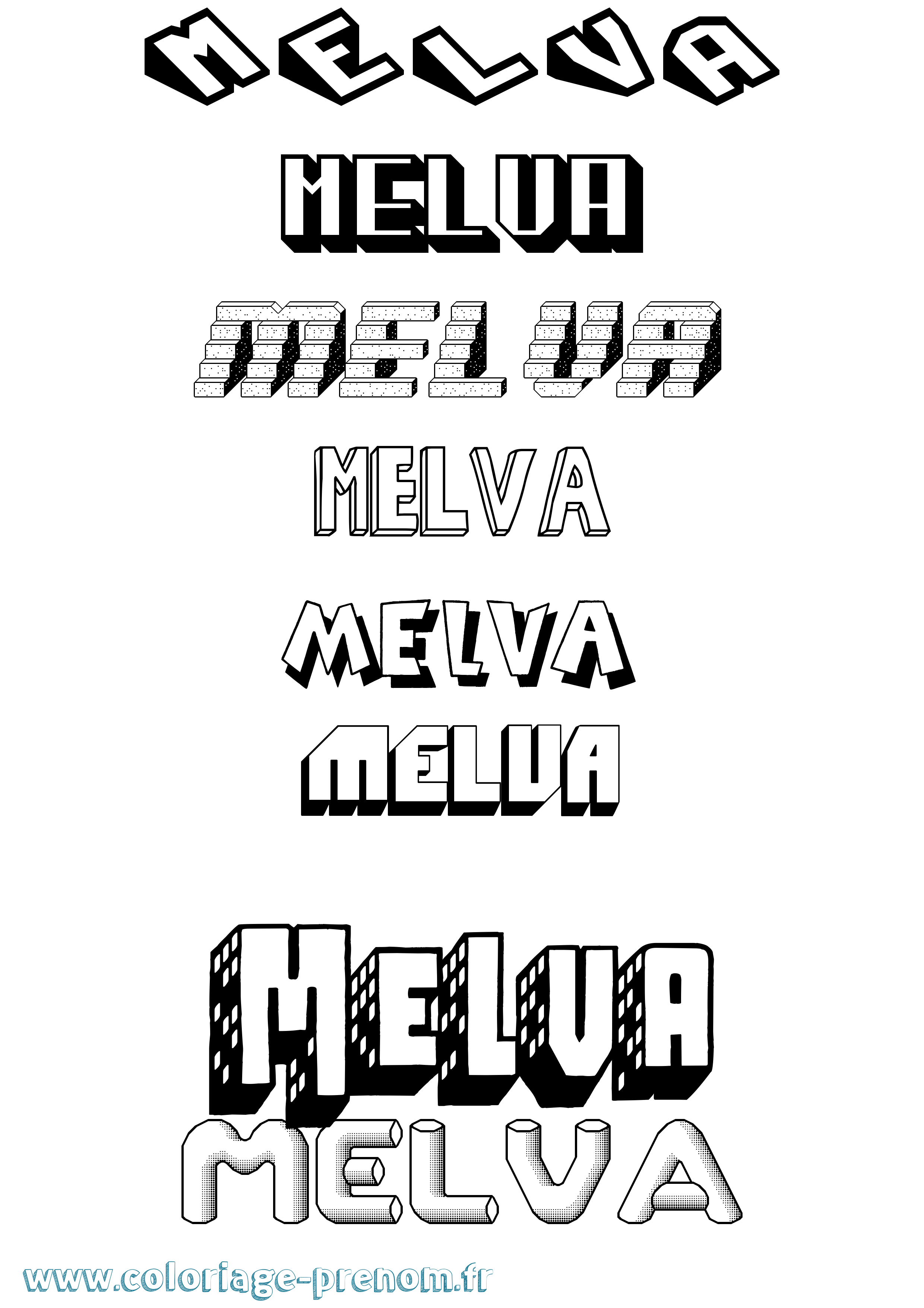 Coloriage Melva Effet 3D Coloriage prénom Melva Effet 3D