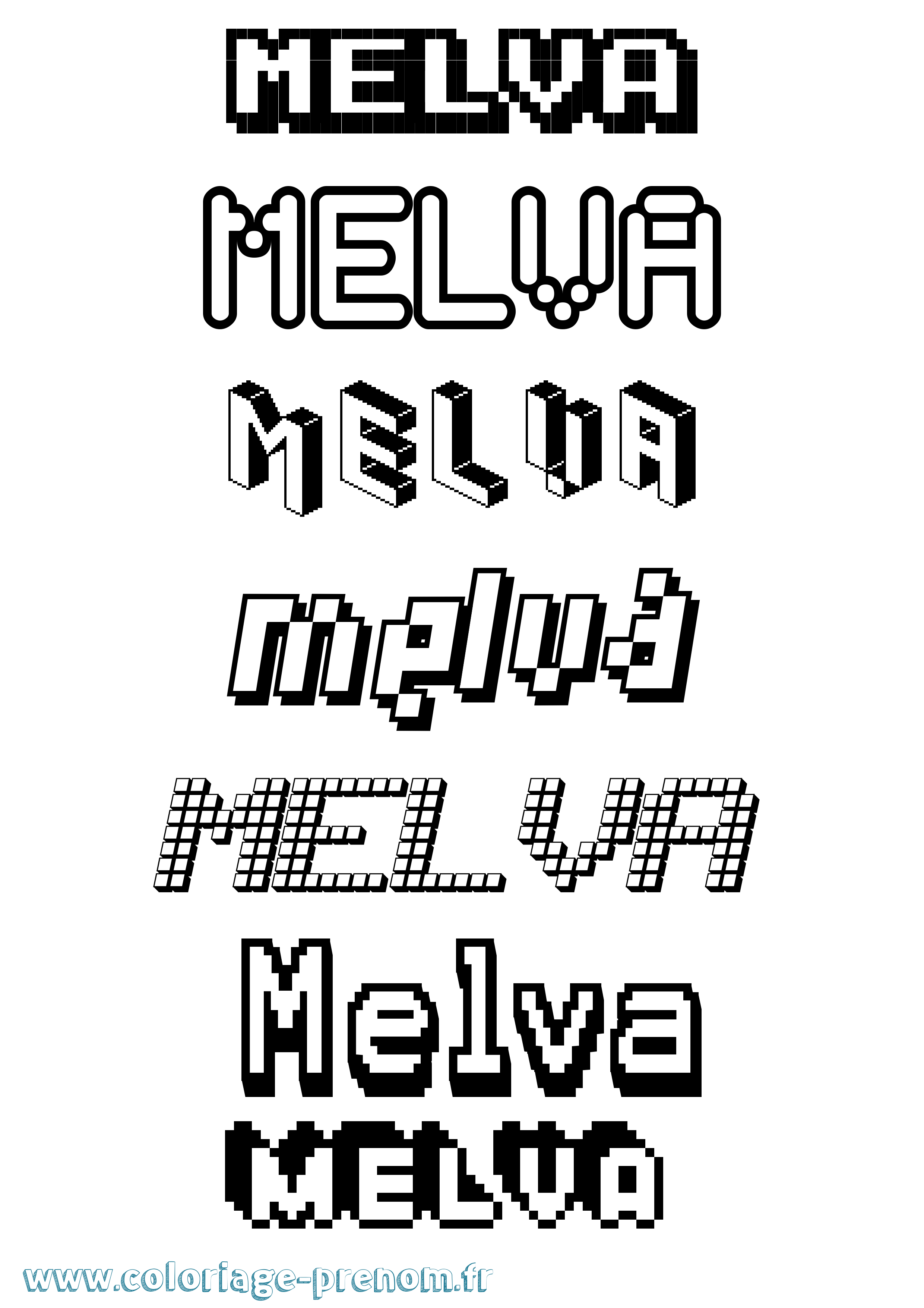Coloriage Melva Pixel Coloriage prénom Melva Pixel