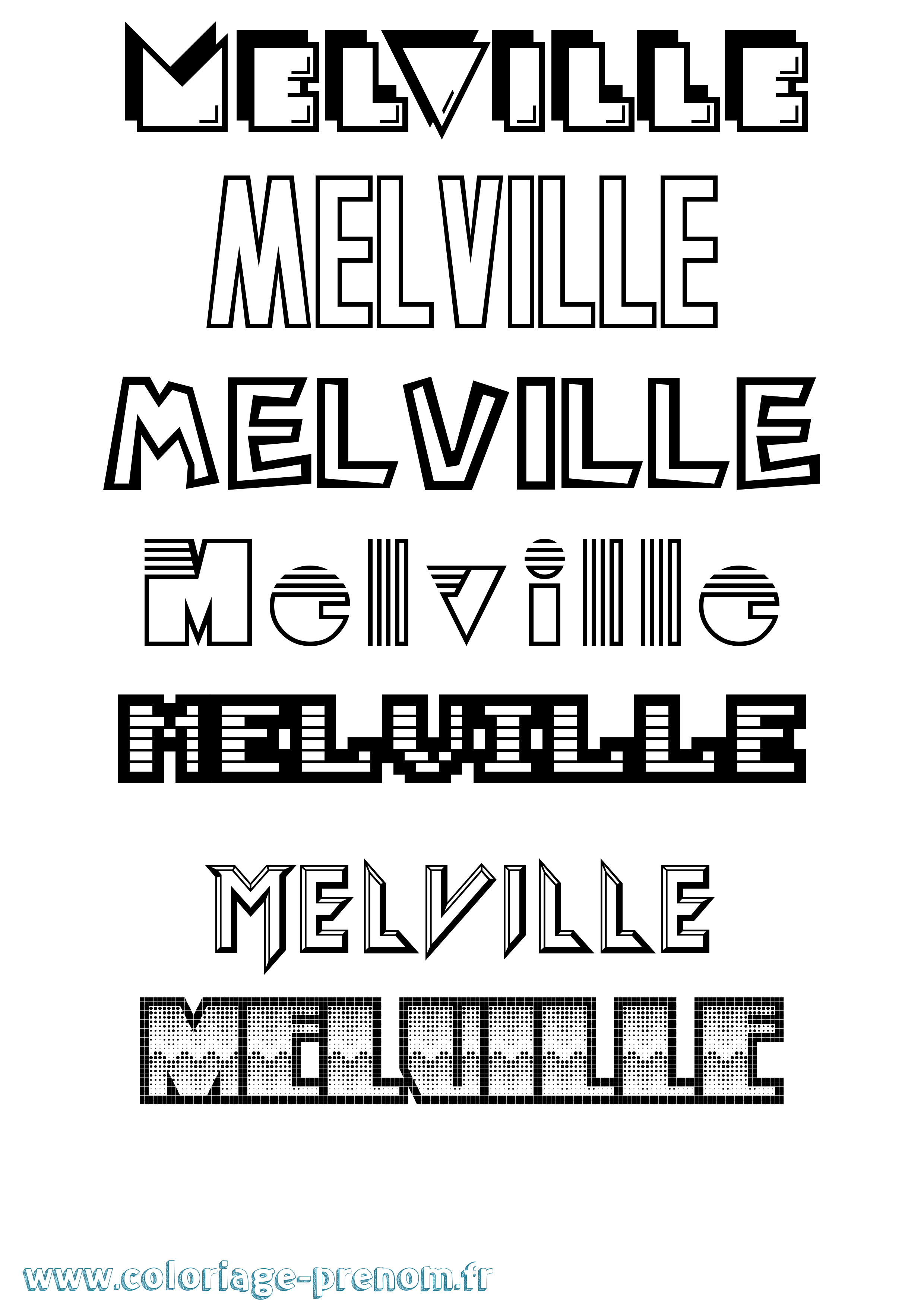 Coloriage Melville Jeux Vidéos Coloriage prénom Melville Jeux Vidéos