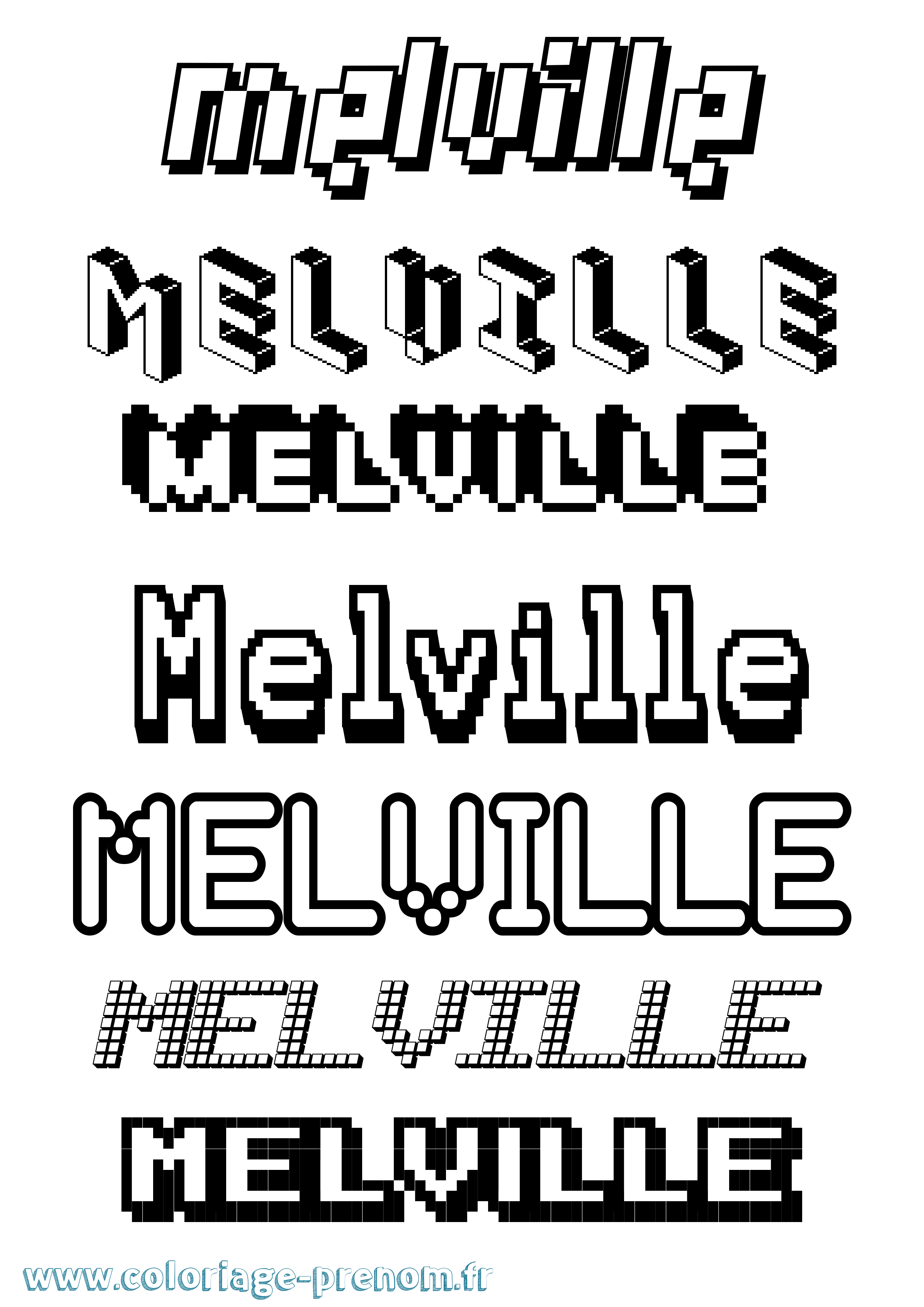 Coloriage Melville Pixel Coloriage prénom Melville Pixel