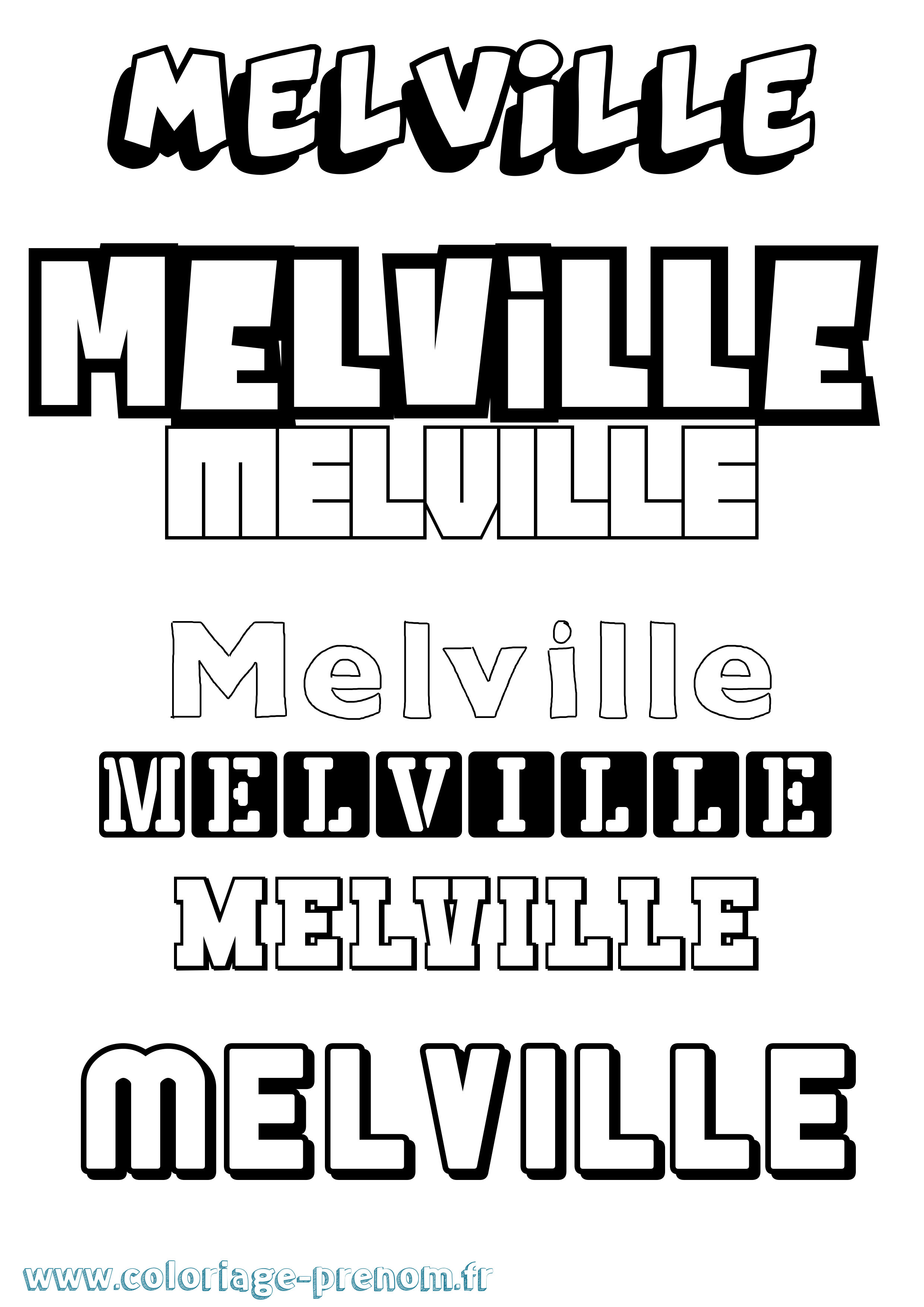 Coloriage Melville Simple Coloriage prénom Melville Simple